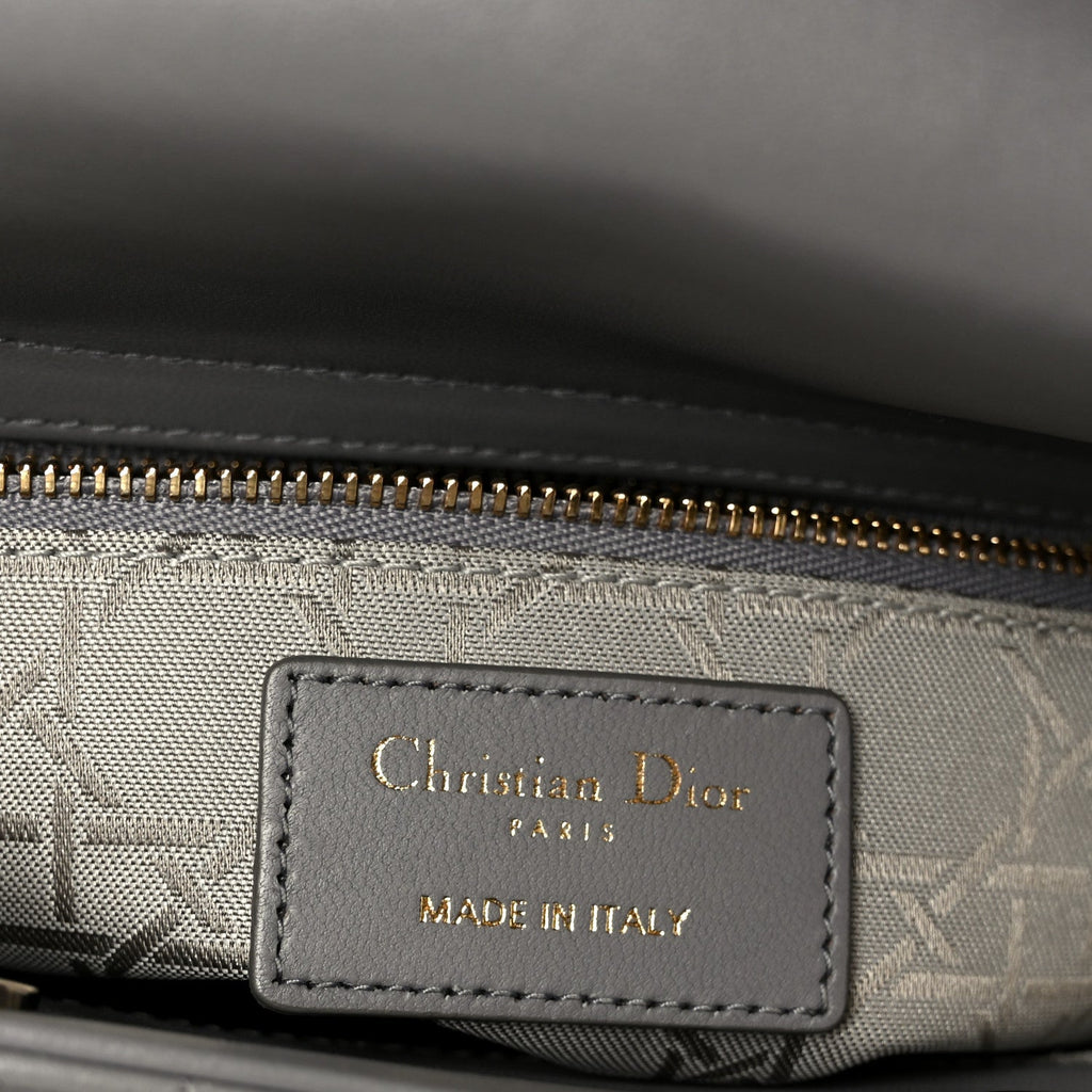 Lambskin Cannage Small Lucky Badges My Lady Dior Grey