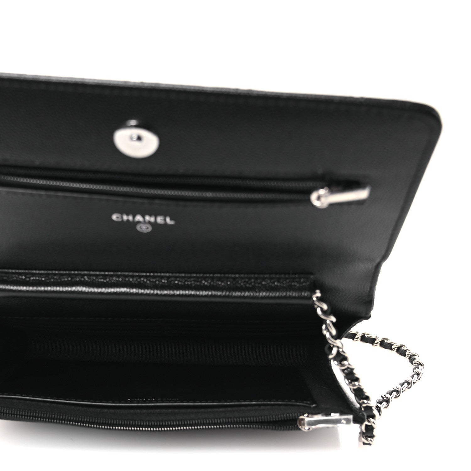 Caviar Quilted Crystal Star Wallet On Chain Black