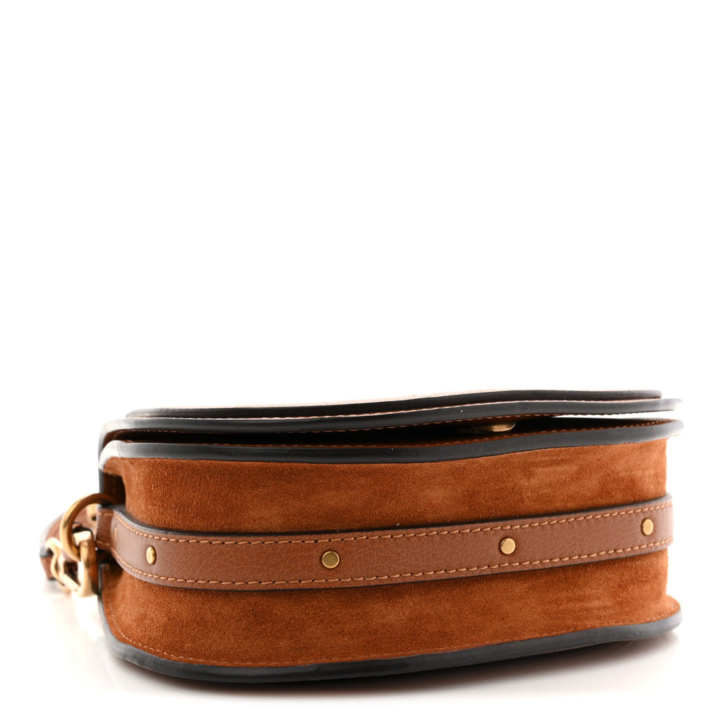 Calfskin Suede Medium Nile Bracelet Bag Caramel