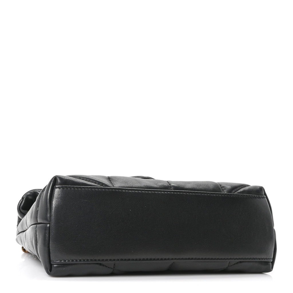Lambskin Quilted Toy Loulou Puffer Monogram Chain Satchel Black