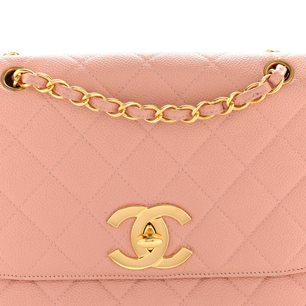 Caviar Quilted XL Jumbo Single Flap Light Pink