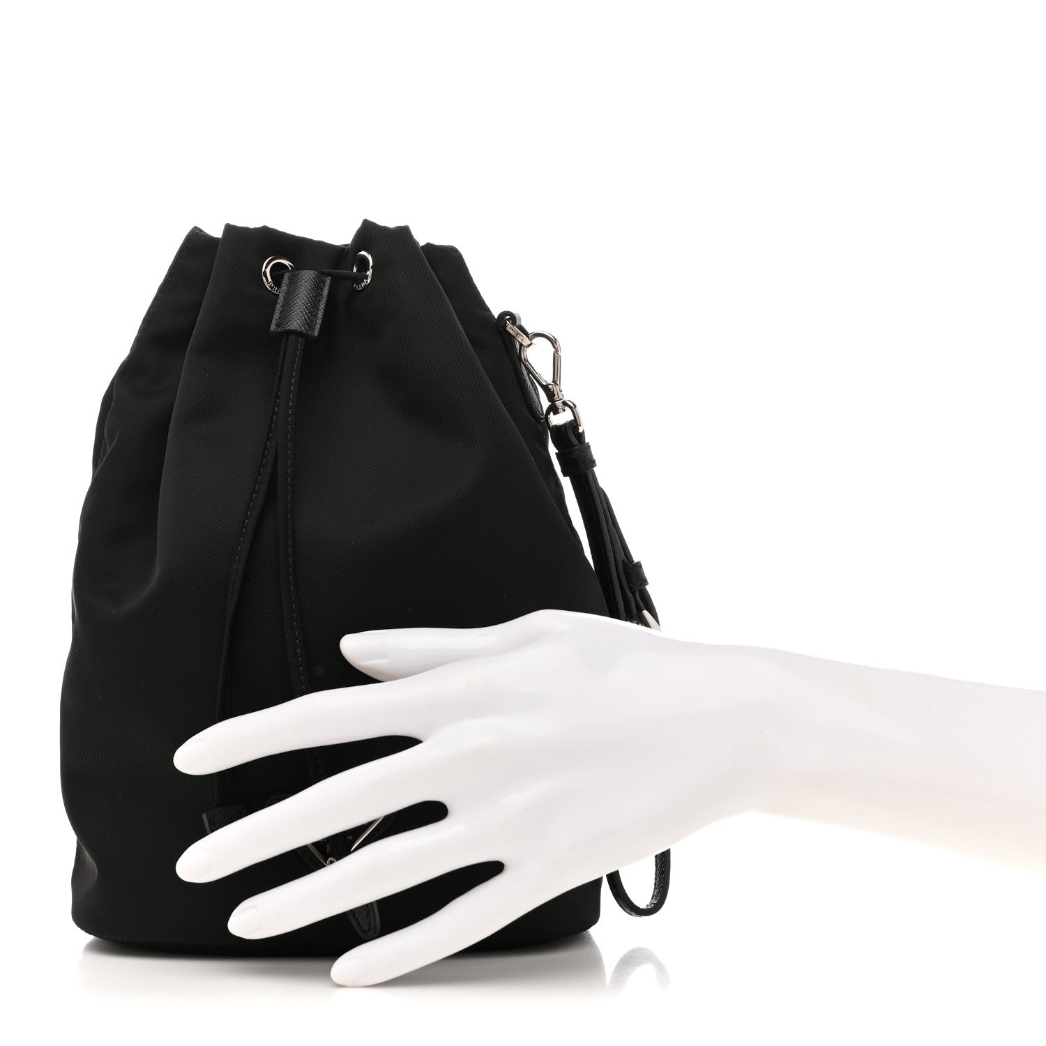 Re-Nylon Vela Drawstring Wristlet Pouch Black