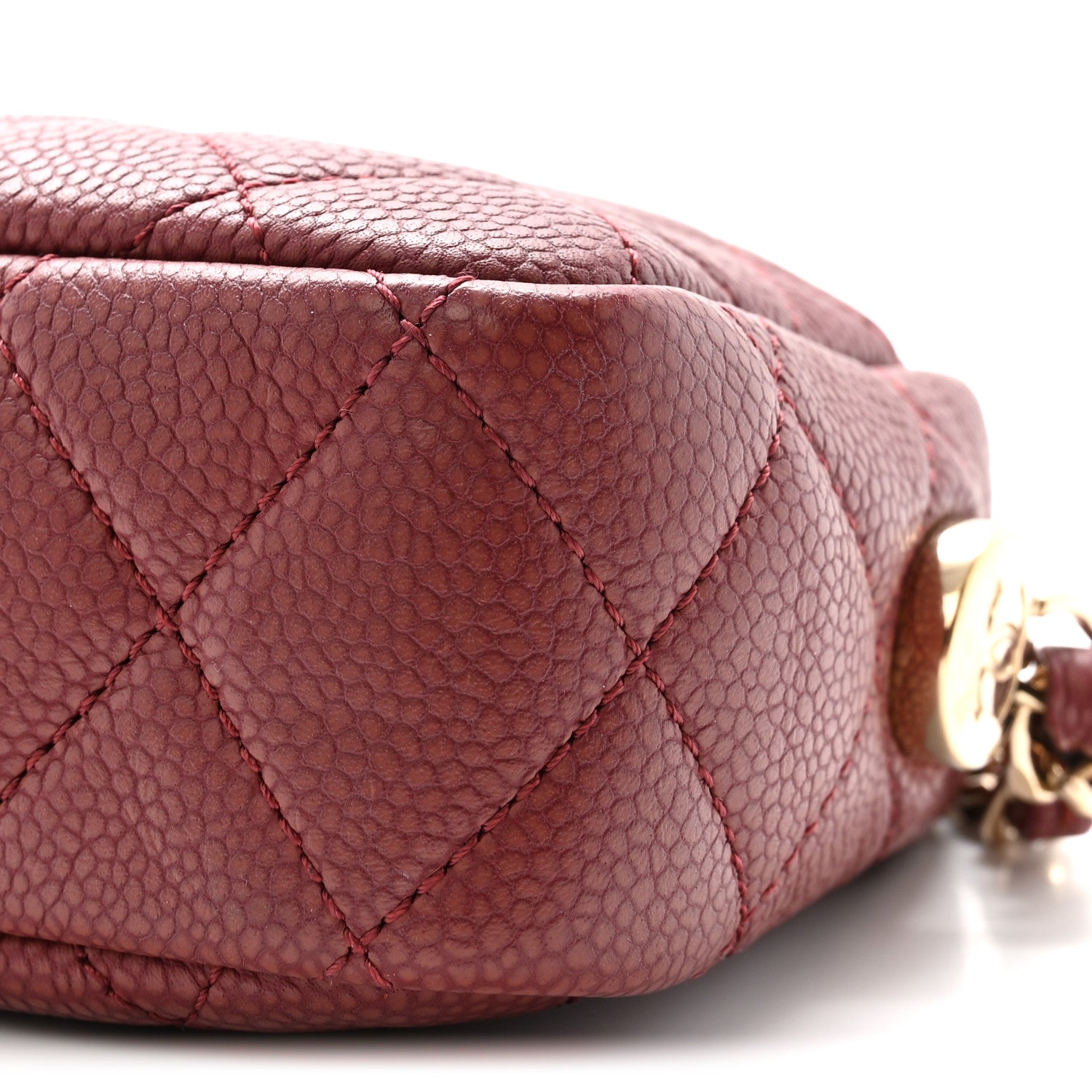 Caviar Quilted Mini Coco Tassel Camera Case Burgundy
