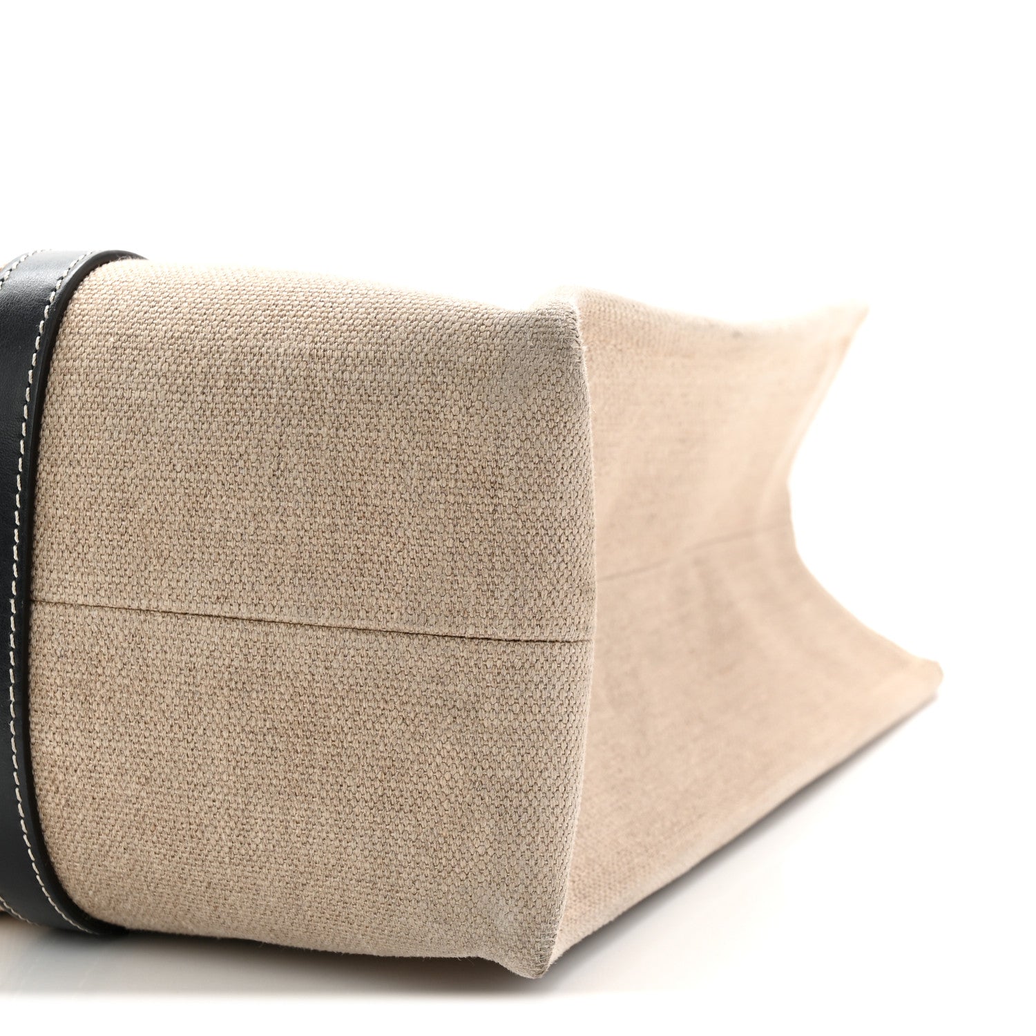 Linen Calfskin Large Woody Ribbon Tote White Blue