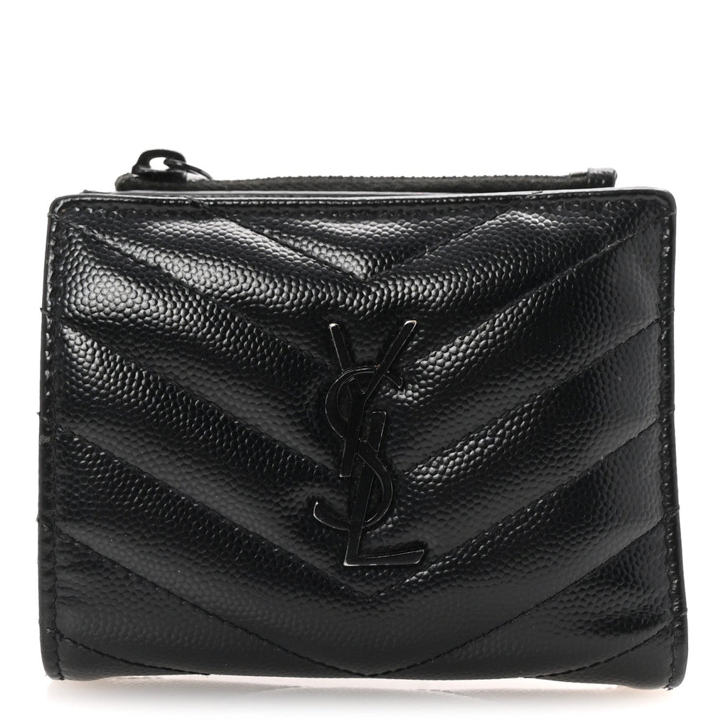 Grain De Poudre Matelasse Chevron Monogram Zipped  Case Black