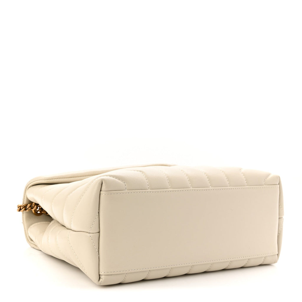 Calfskin Y Quilted Monogram Small Loulou Chain Satchel Crema Soft