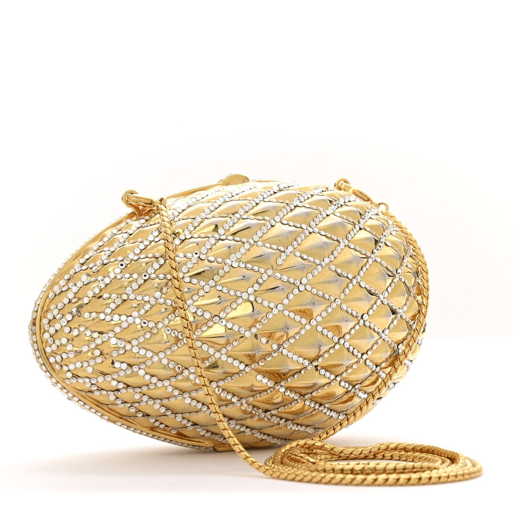Crystal Egg Minaudiere Clutch Gold
