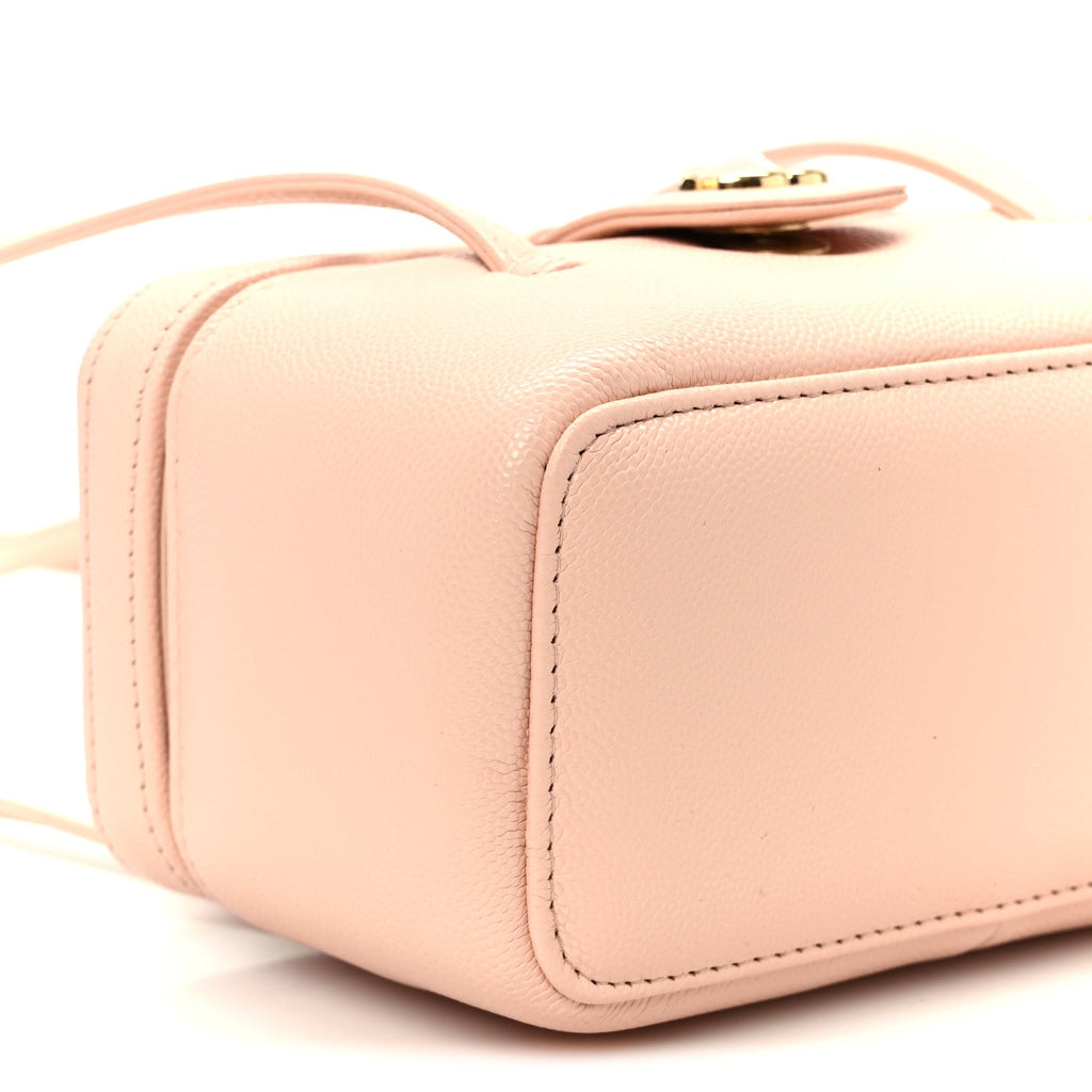 Shiny Caviar Preppy Coco Long Vanity With Strap Light Pink