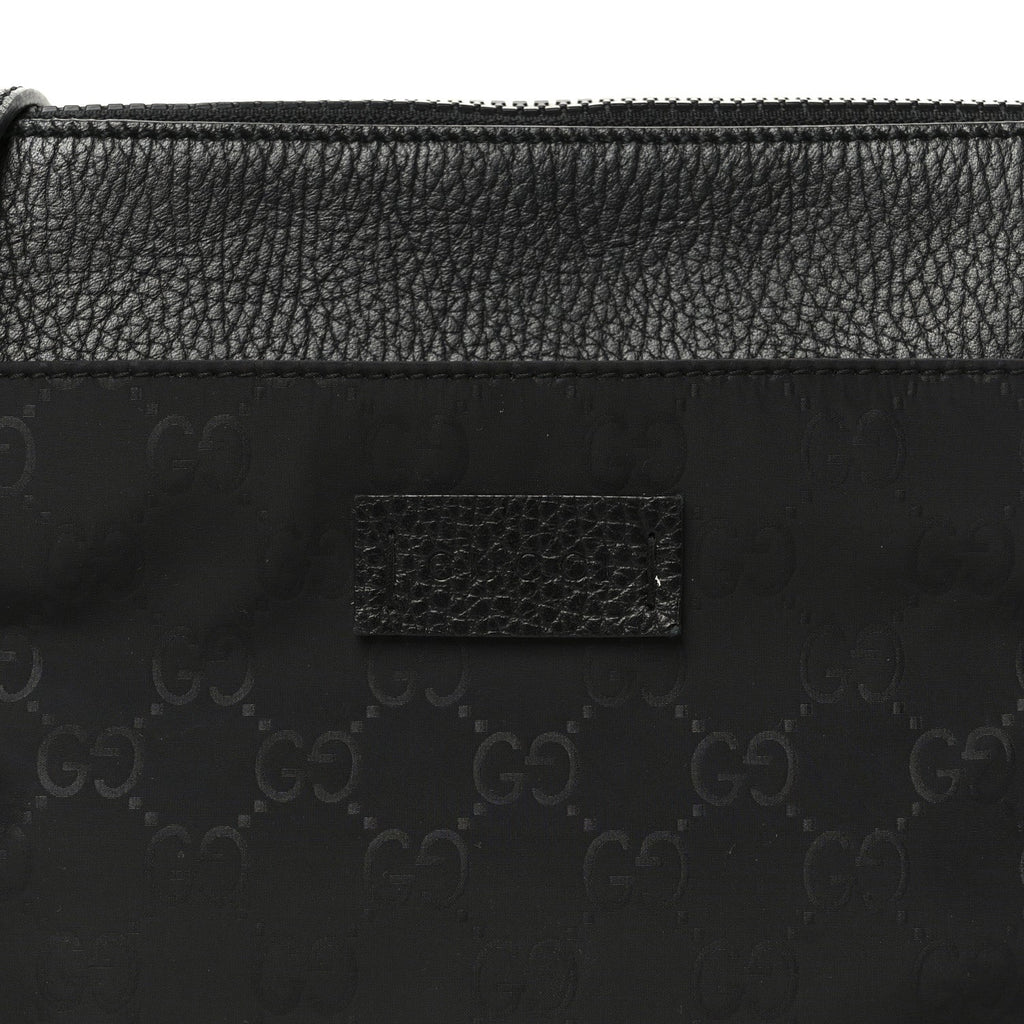 Nylon Monogram Dollar Calfskin Flat Messenger Bag Black