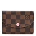 Damier Ebene Rosalie Coin Purse Rose Ballerine