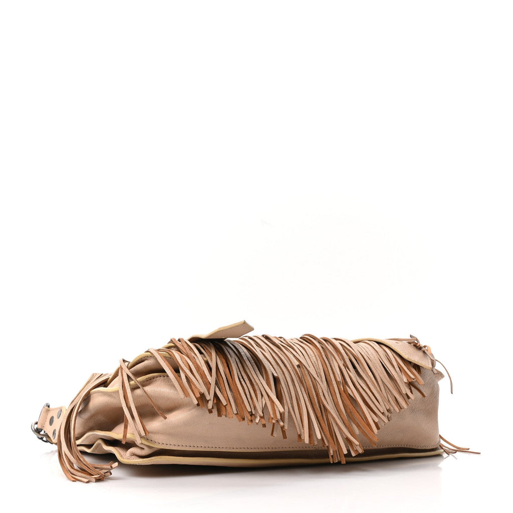 Lambskin Fringe Medium PS1 Satchel Nude