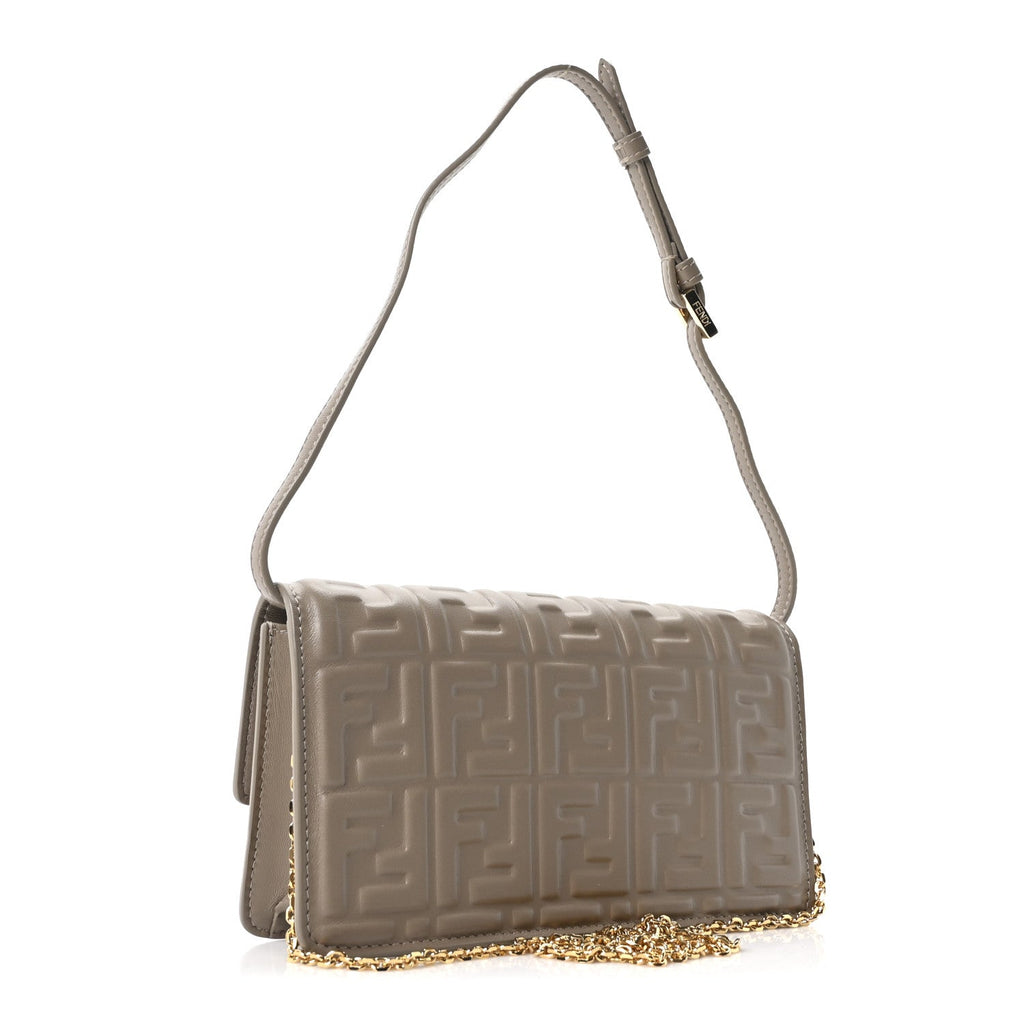 Nappa Matisse FF Embossed Wallet On Chain Baguette Grey