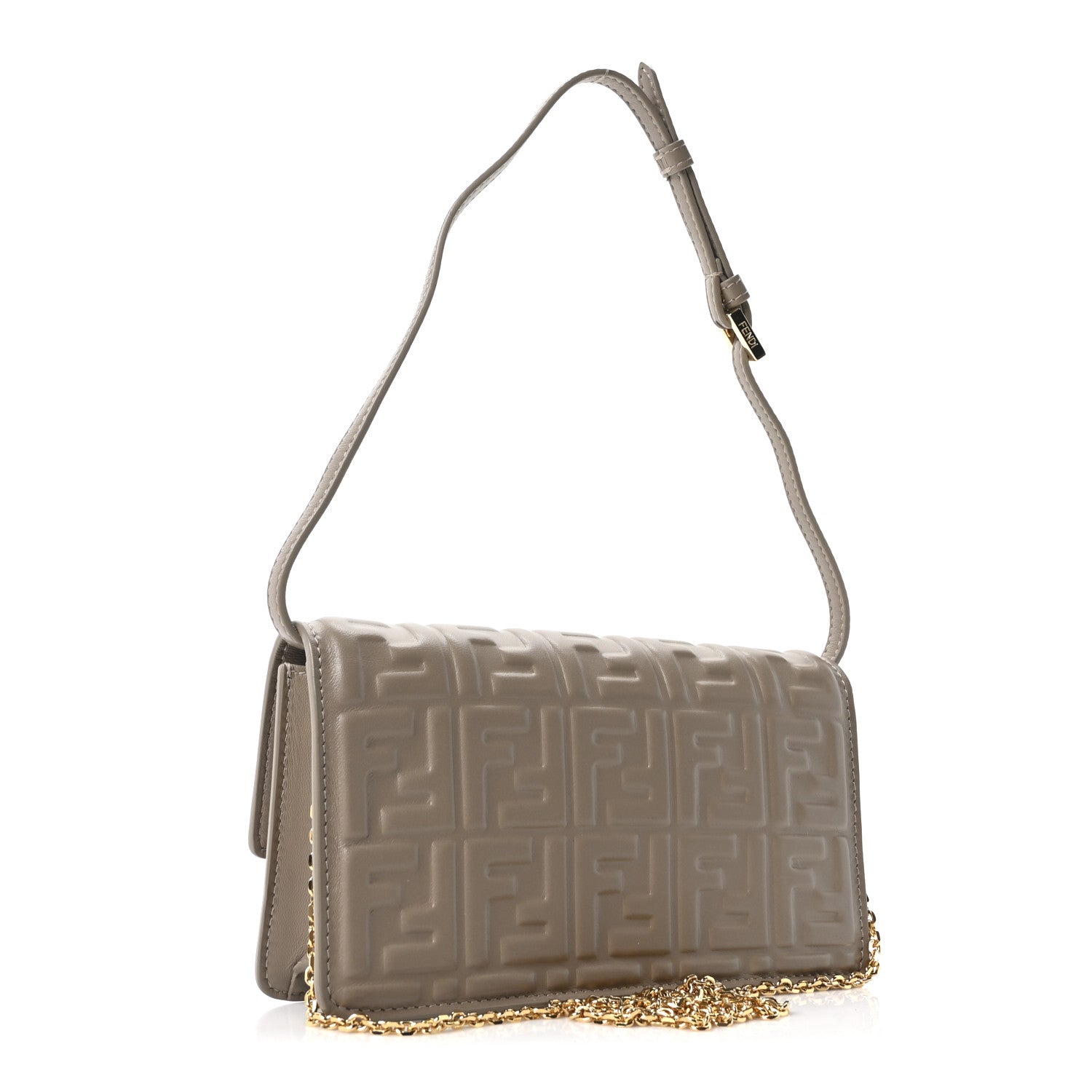Nappa Matisse FF Embossed Wallet On Chain Baguette Grey