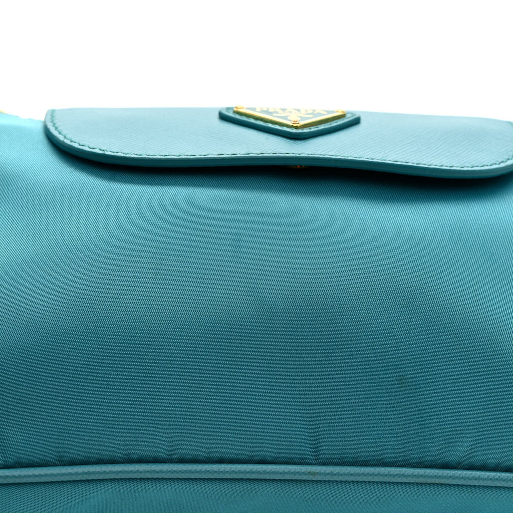 Tessuto Nylon Saffiano Crossbody Bag Turchese