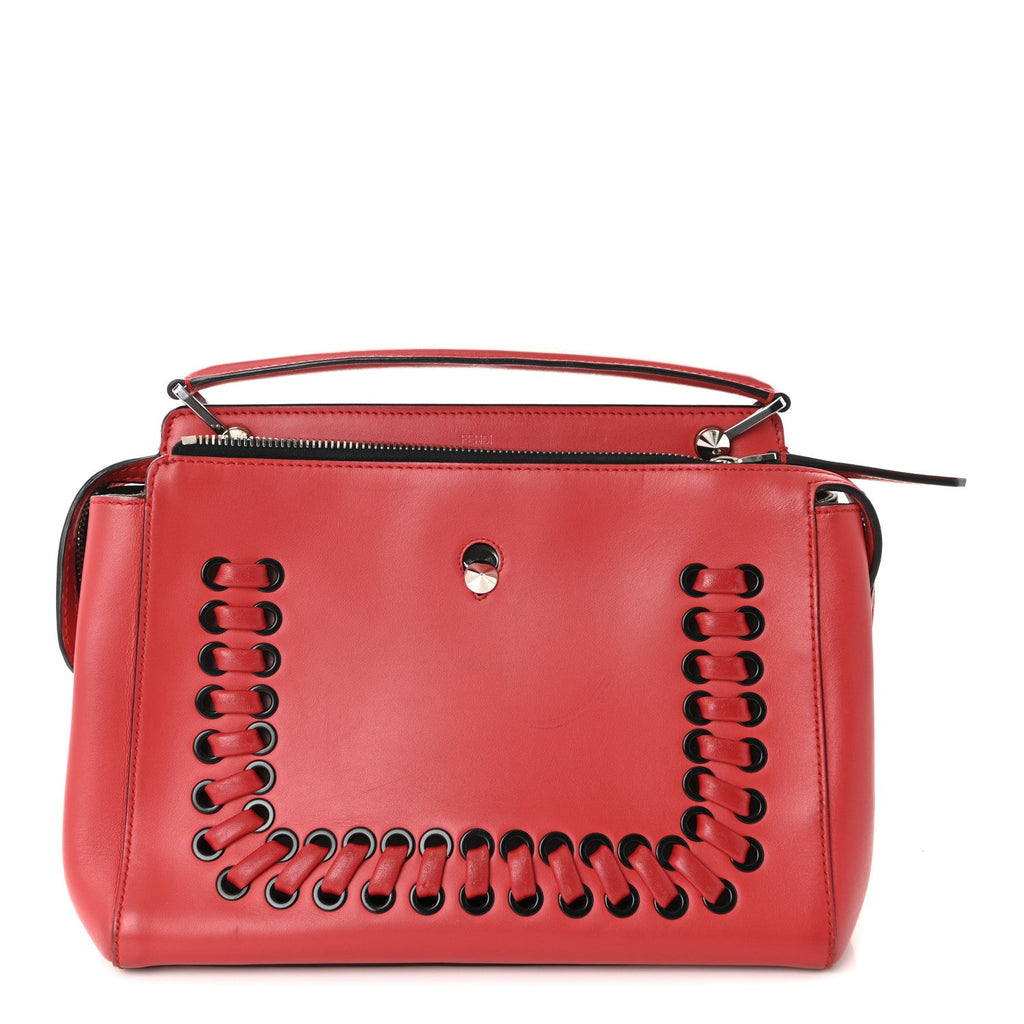 Vitello Baltico Dolce Shiny Nappa Lace Up DotCom Satchel Red
