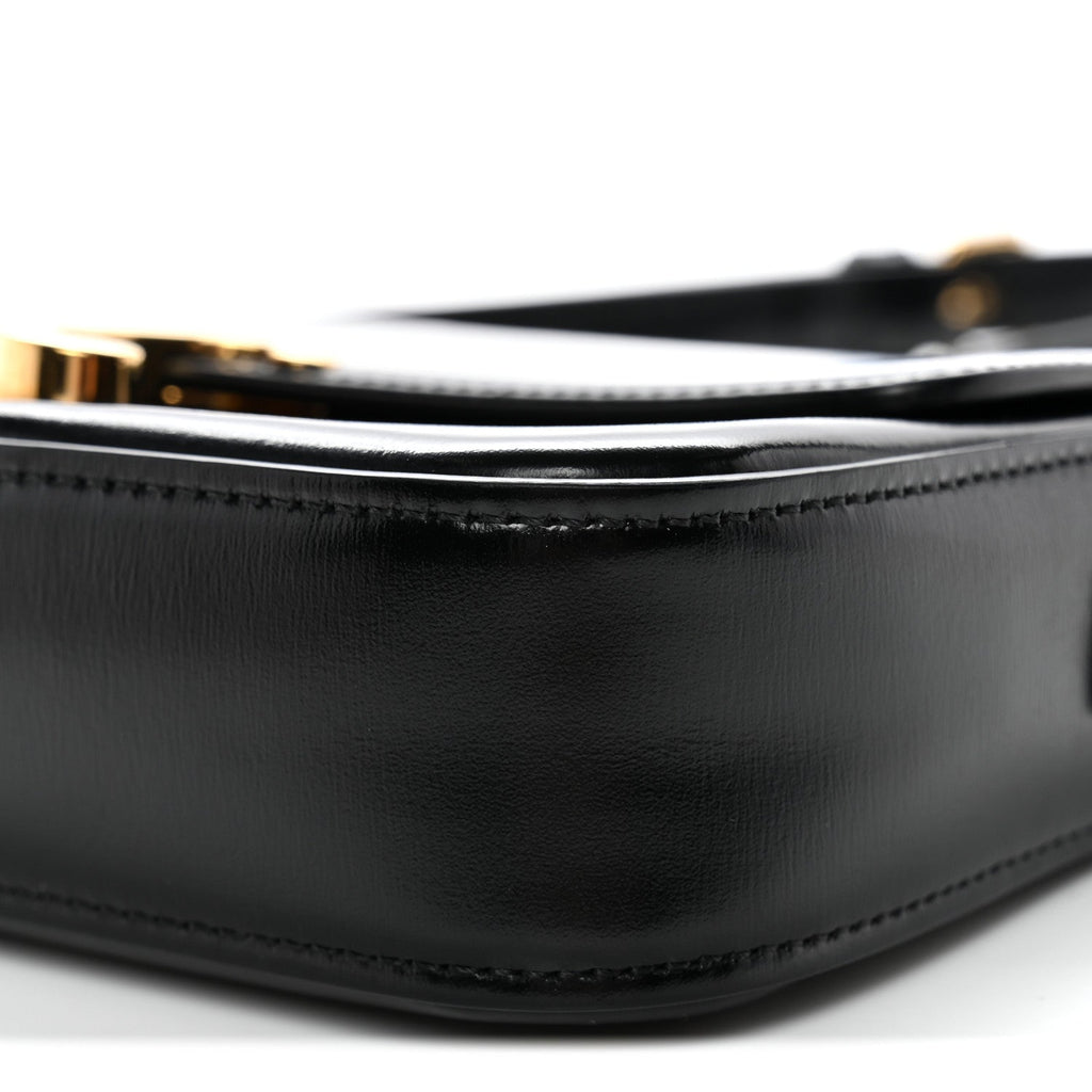 Shiny Calfskin Triomphe Shoulder Bag Black