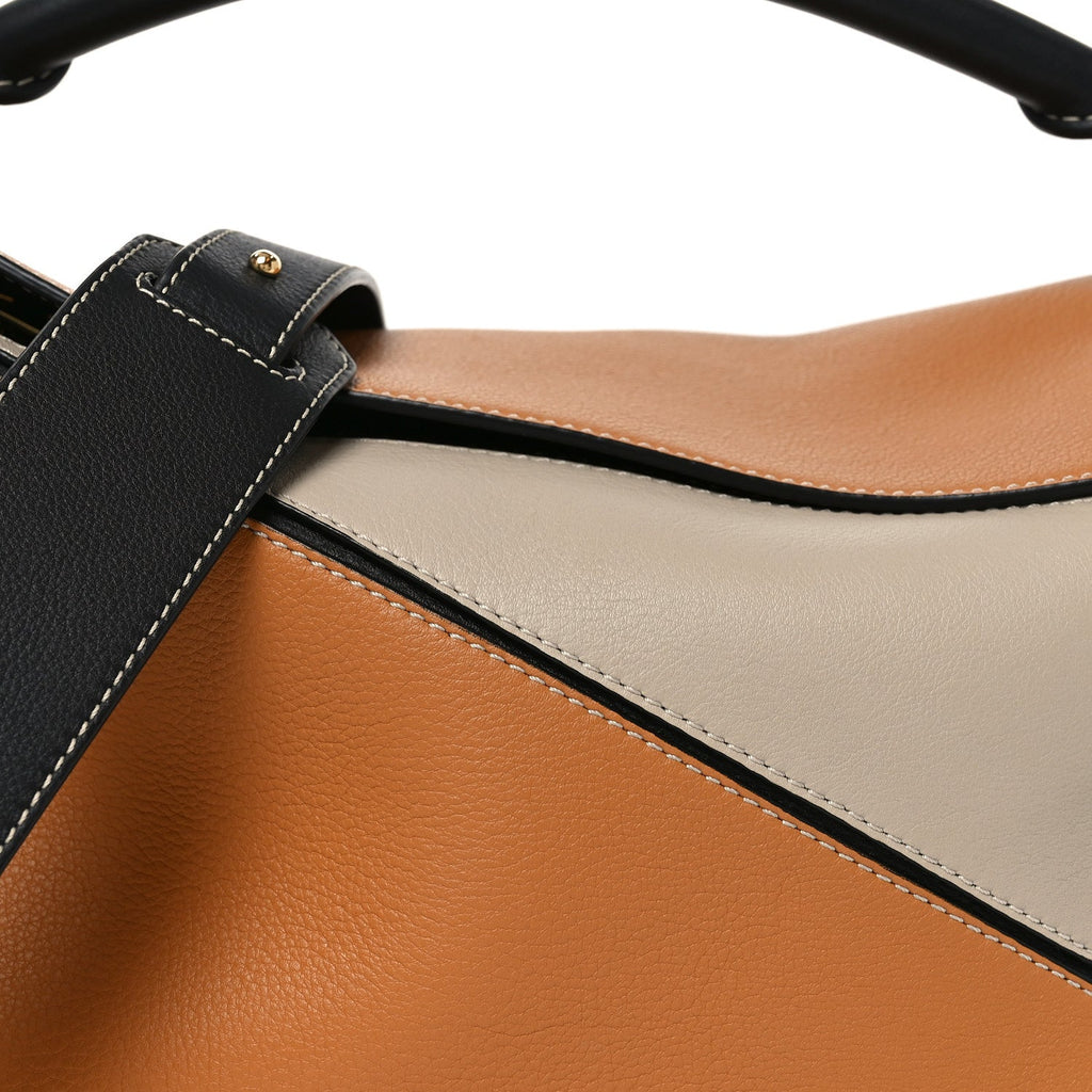 Grained Calfskin Medium Puzzle Bag Amber Light Oat