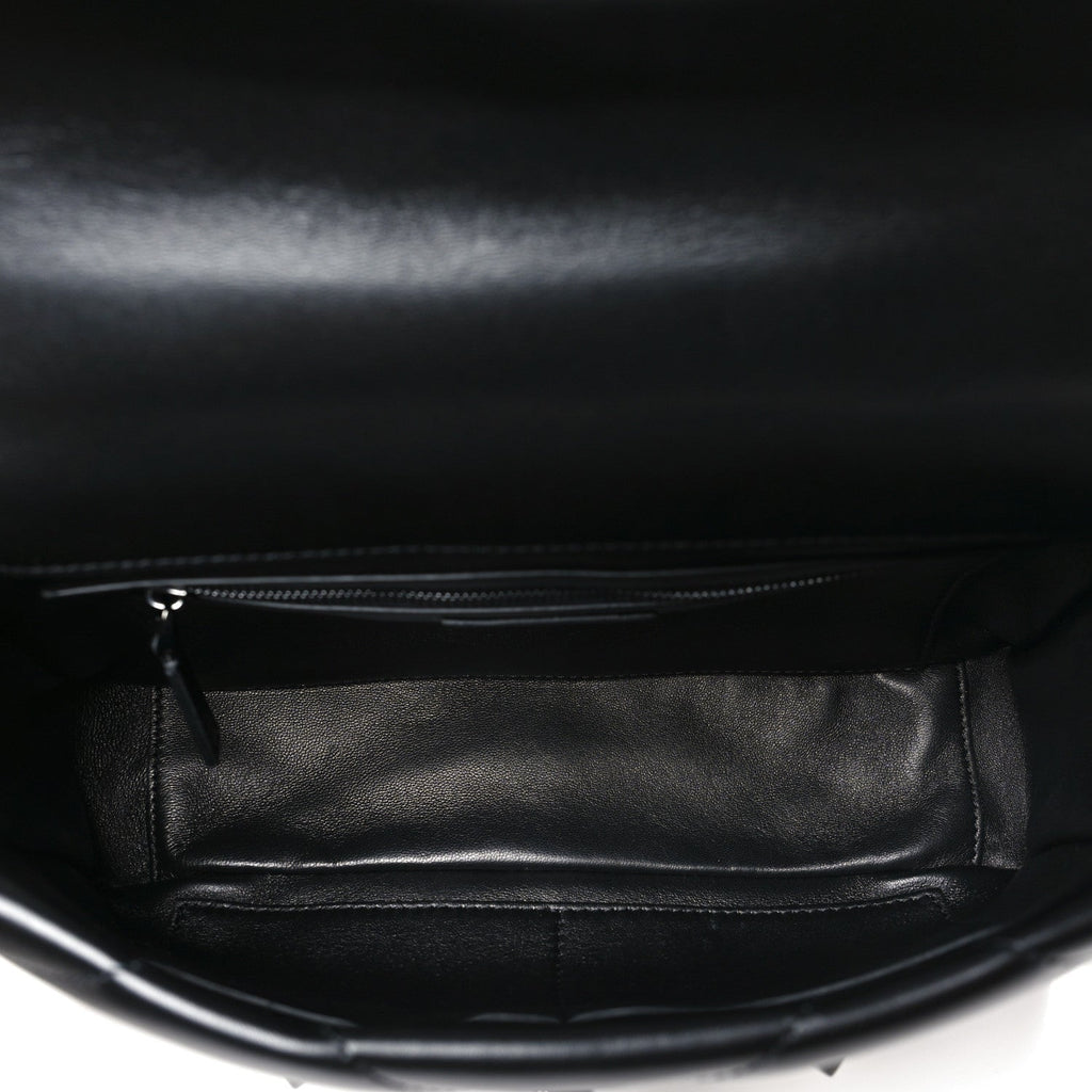 Nappa Monochrome Large Roman Stud Shoulder Bag Black