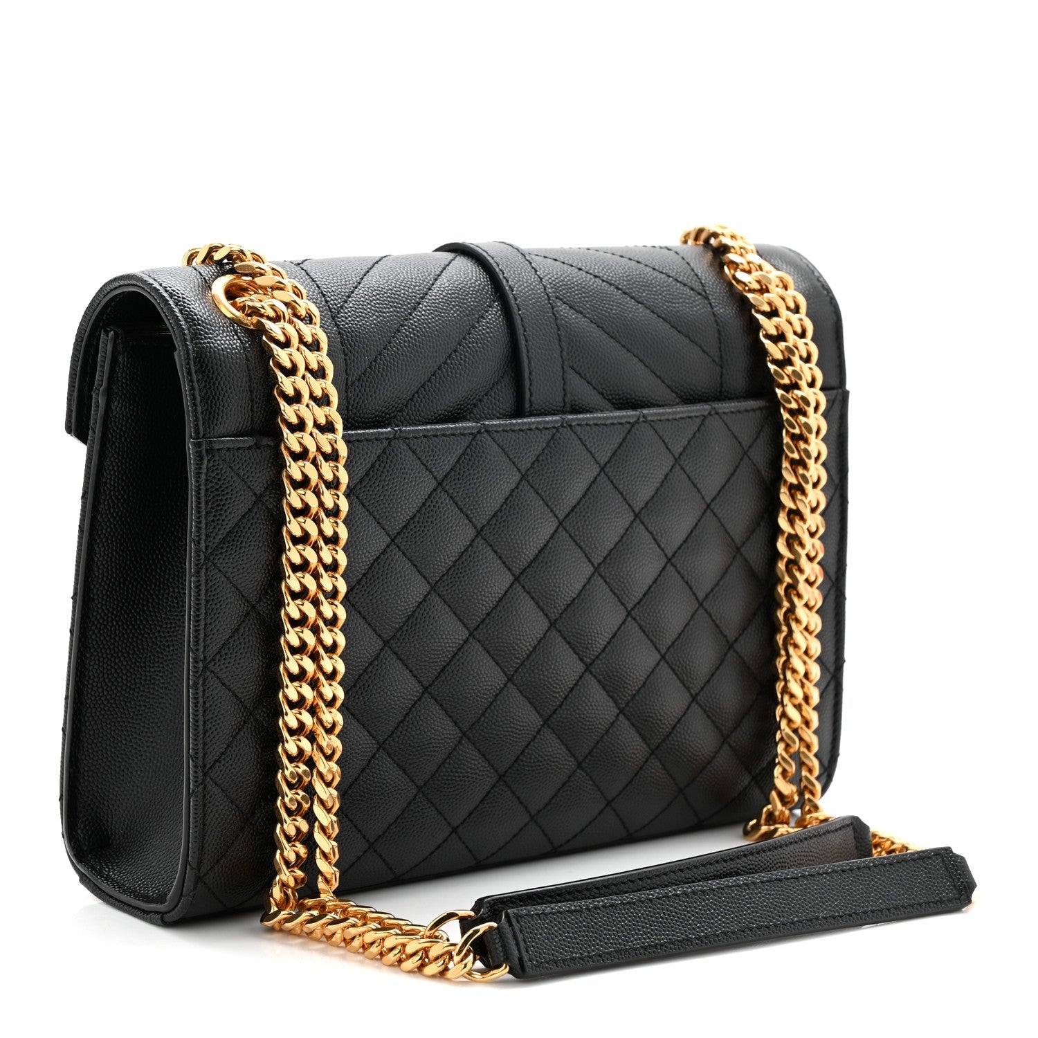Grain De Poudre Textured Mixed Matelasse Triquilt Medium Monogram Satchel Black
