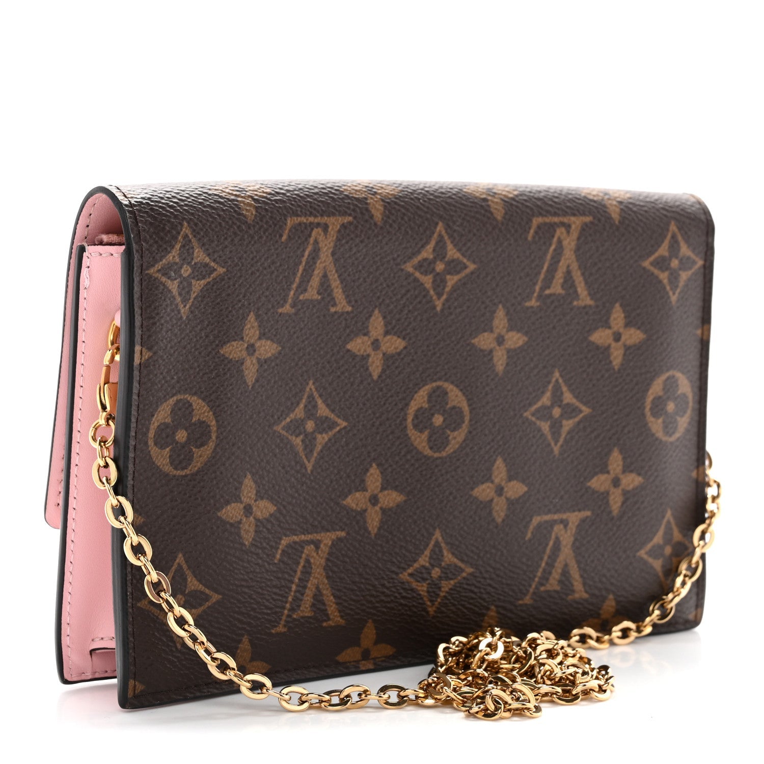 Monogram Flore Chain Wallet Rose Ballerine