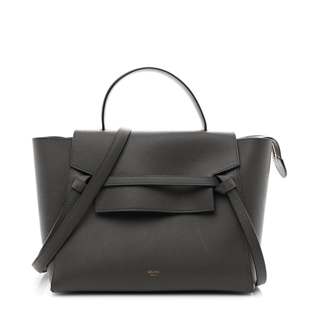 Grained Calfskin Mini Belt Bag Grey