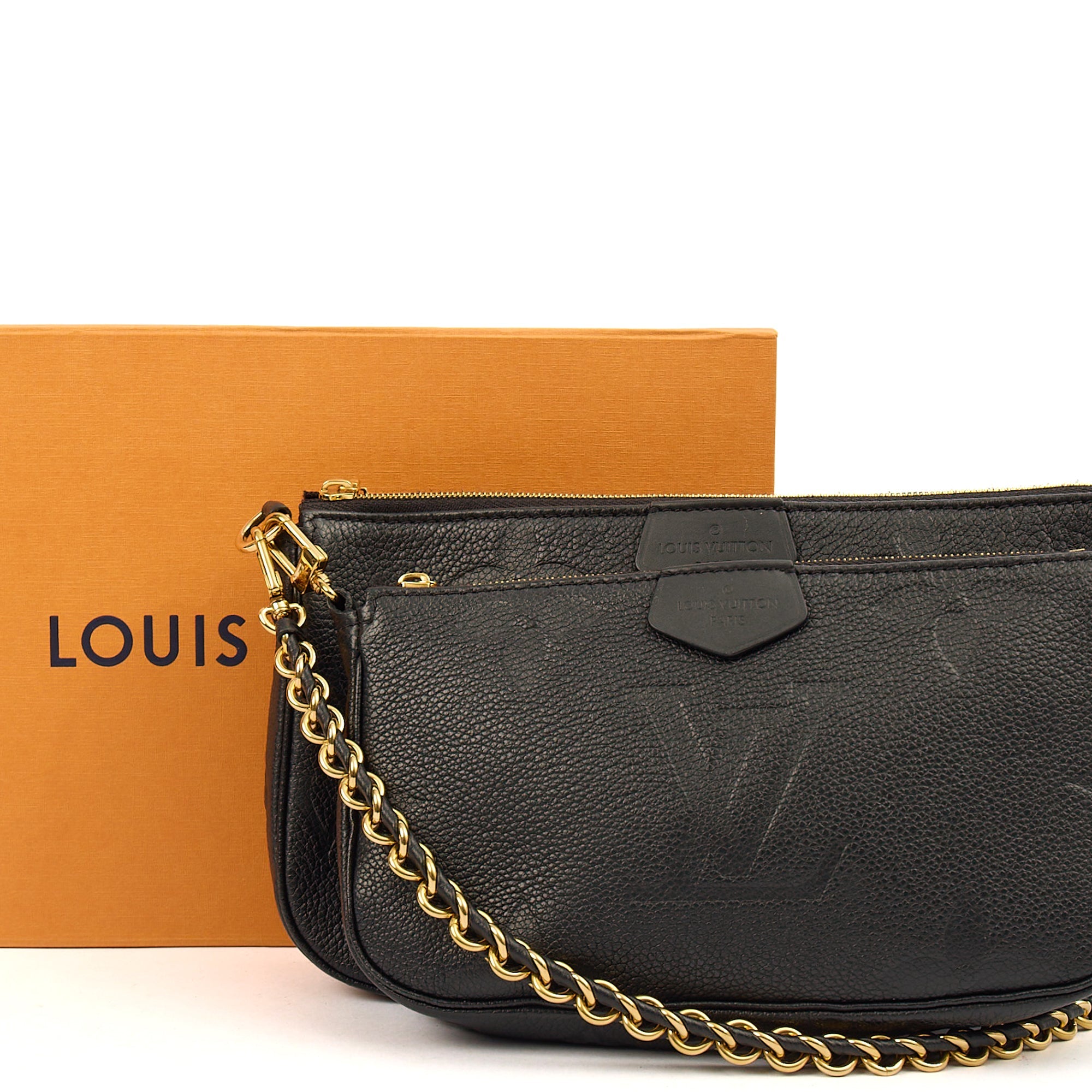 Louis Vuitton Cross Body Multi Pochette Accessoires in Black, Empreinte Leather