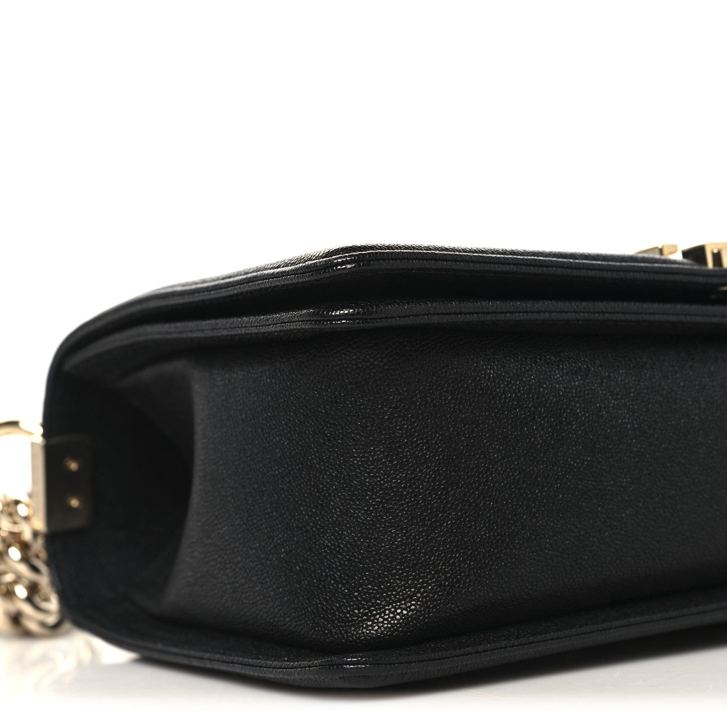 Caviar Chevron Quilted Medium Boy Flap Black