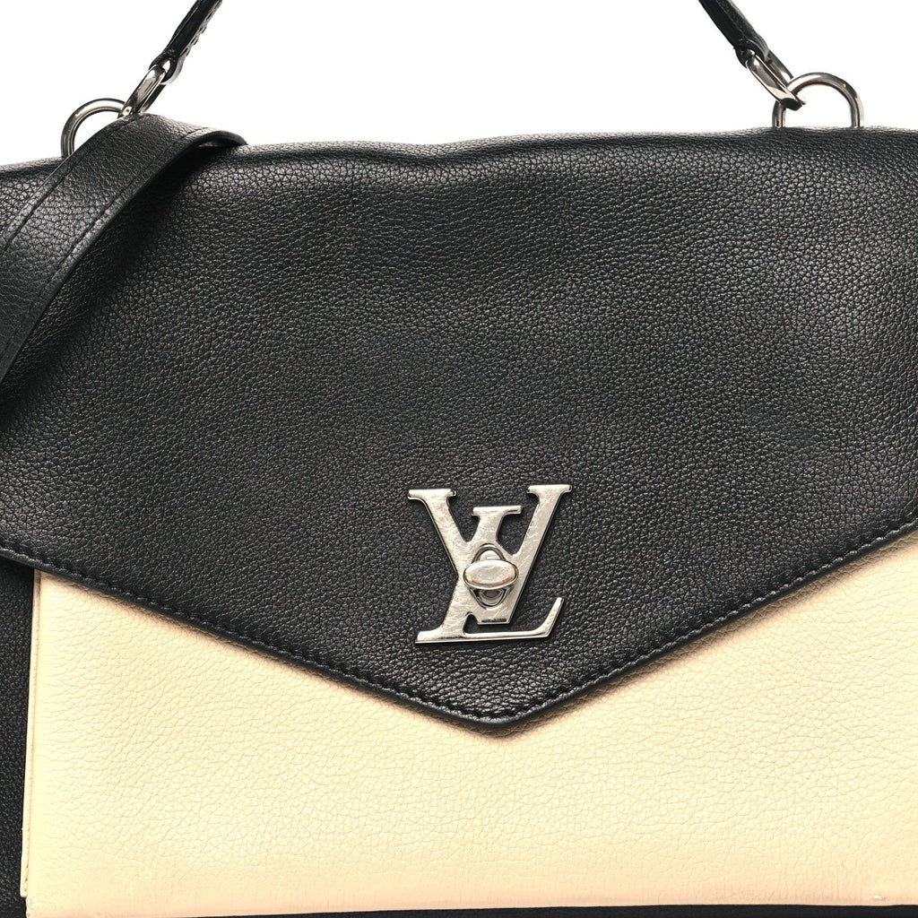 Soft Calfskin My Lockme Top Handle Vanille Black