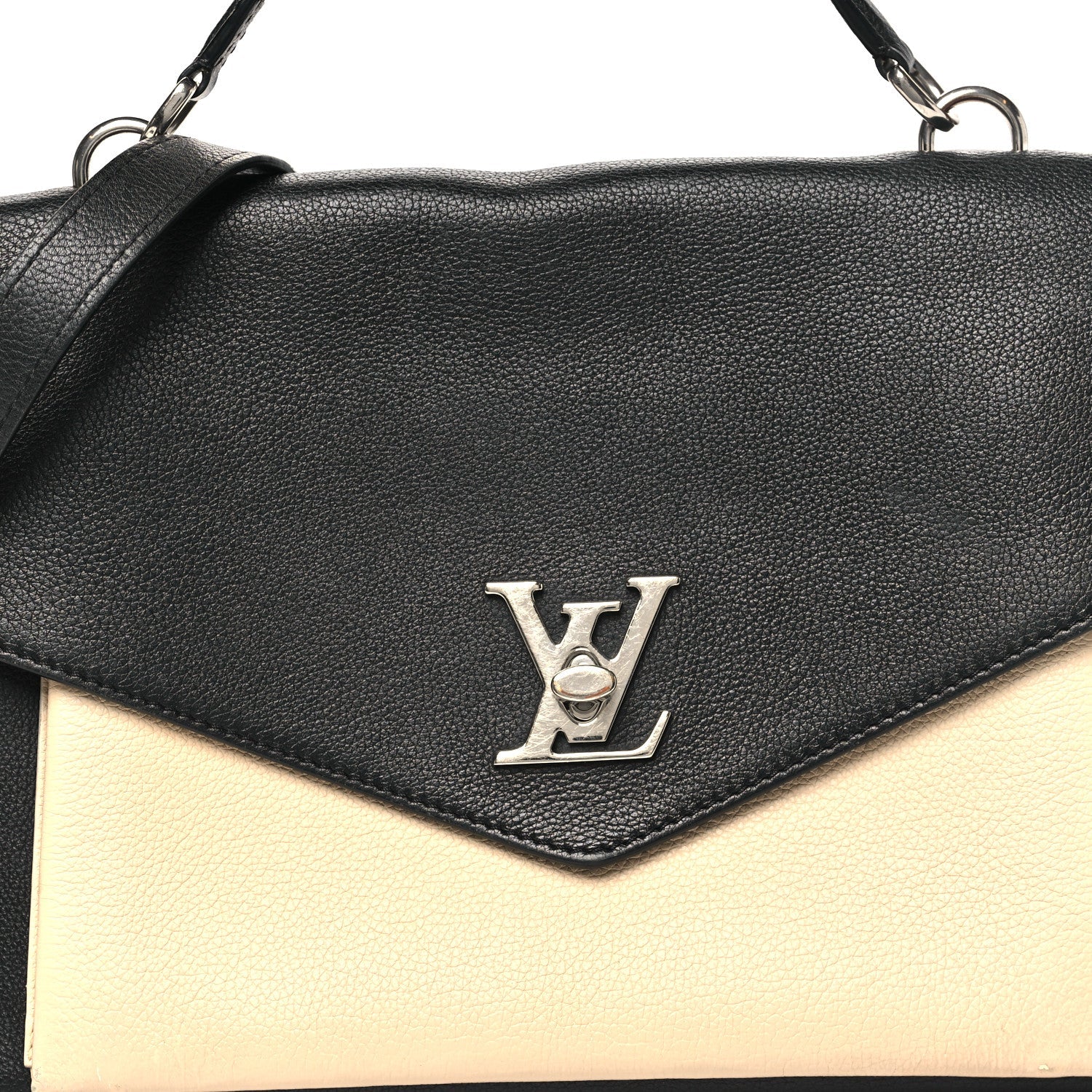 Soft Calfskin My Lockme Top Handle Vanille Black