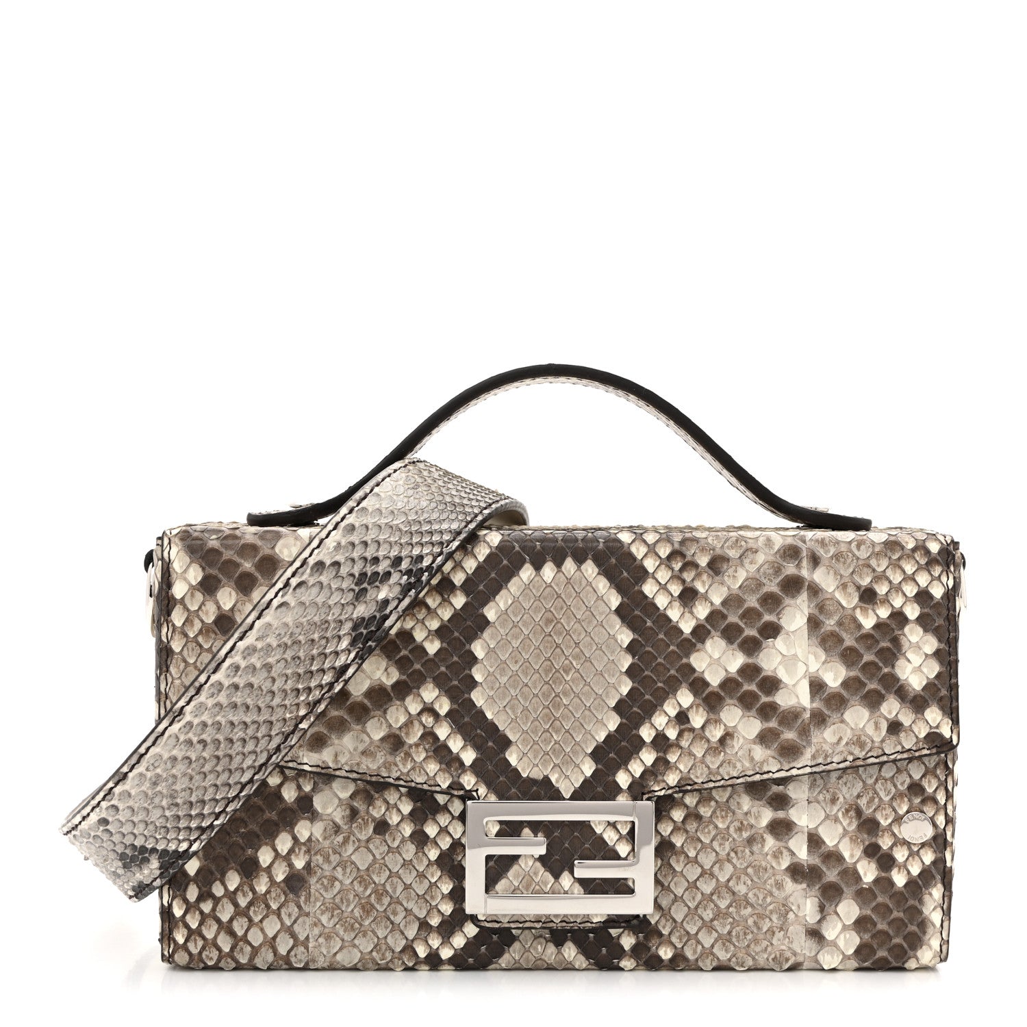 Snakeskin Baguette Soft Trunk White Camelia