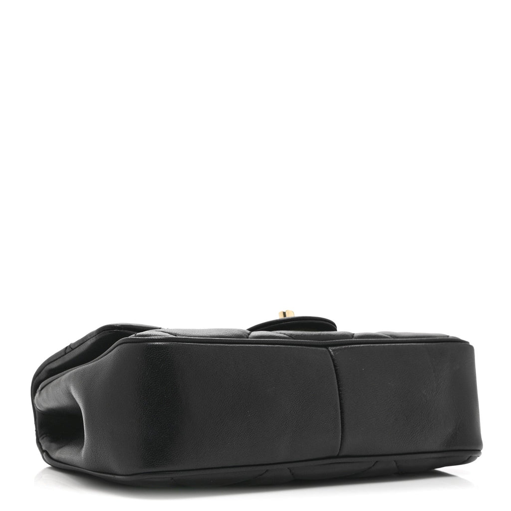 Lambskin Quilted Small Easy Carry Flap Black