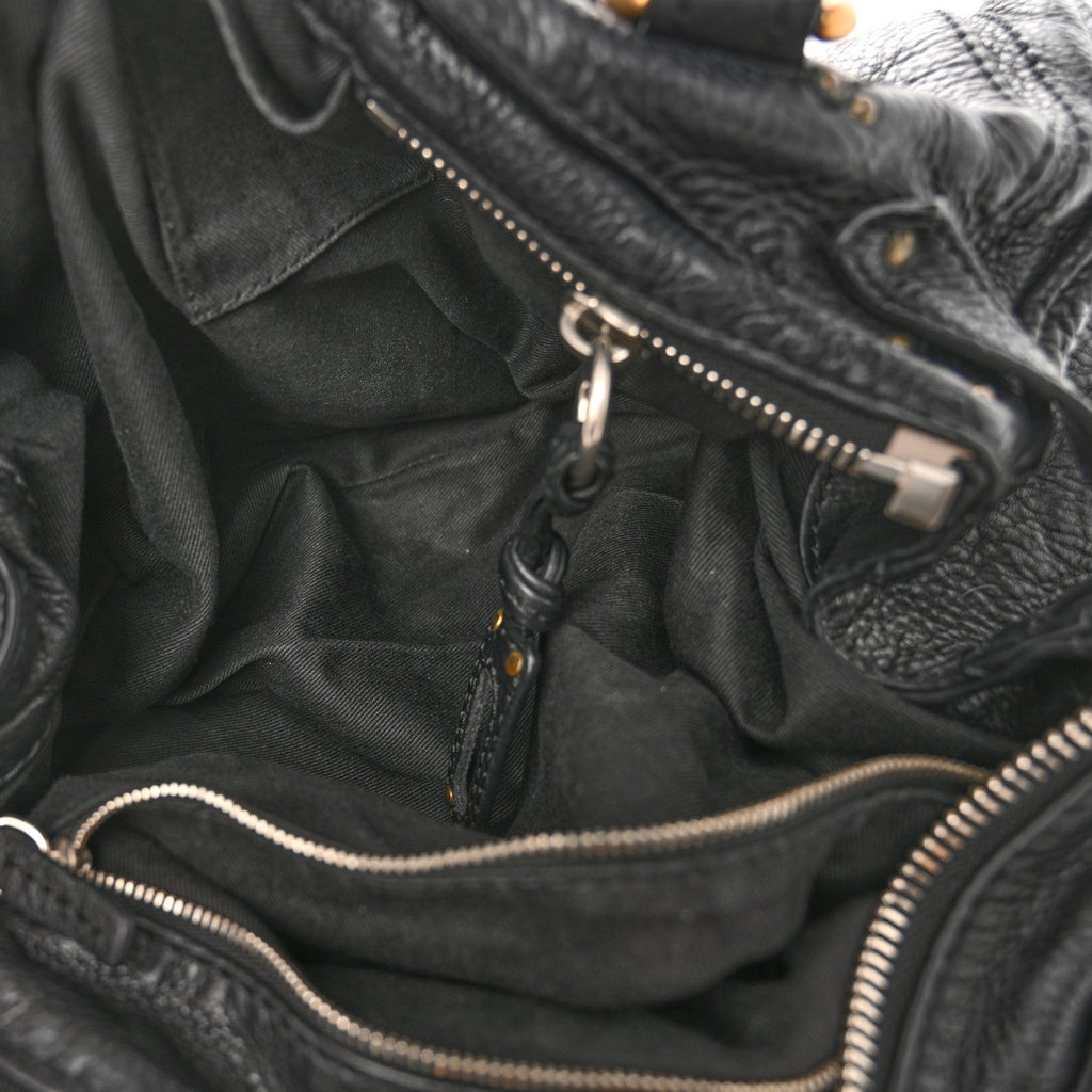 Calfskin Medium Paddington Satchel Black