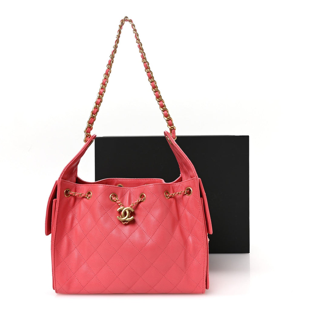 Caviar Quilted Small Chanel 25 Handbag Coral