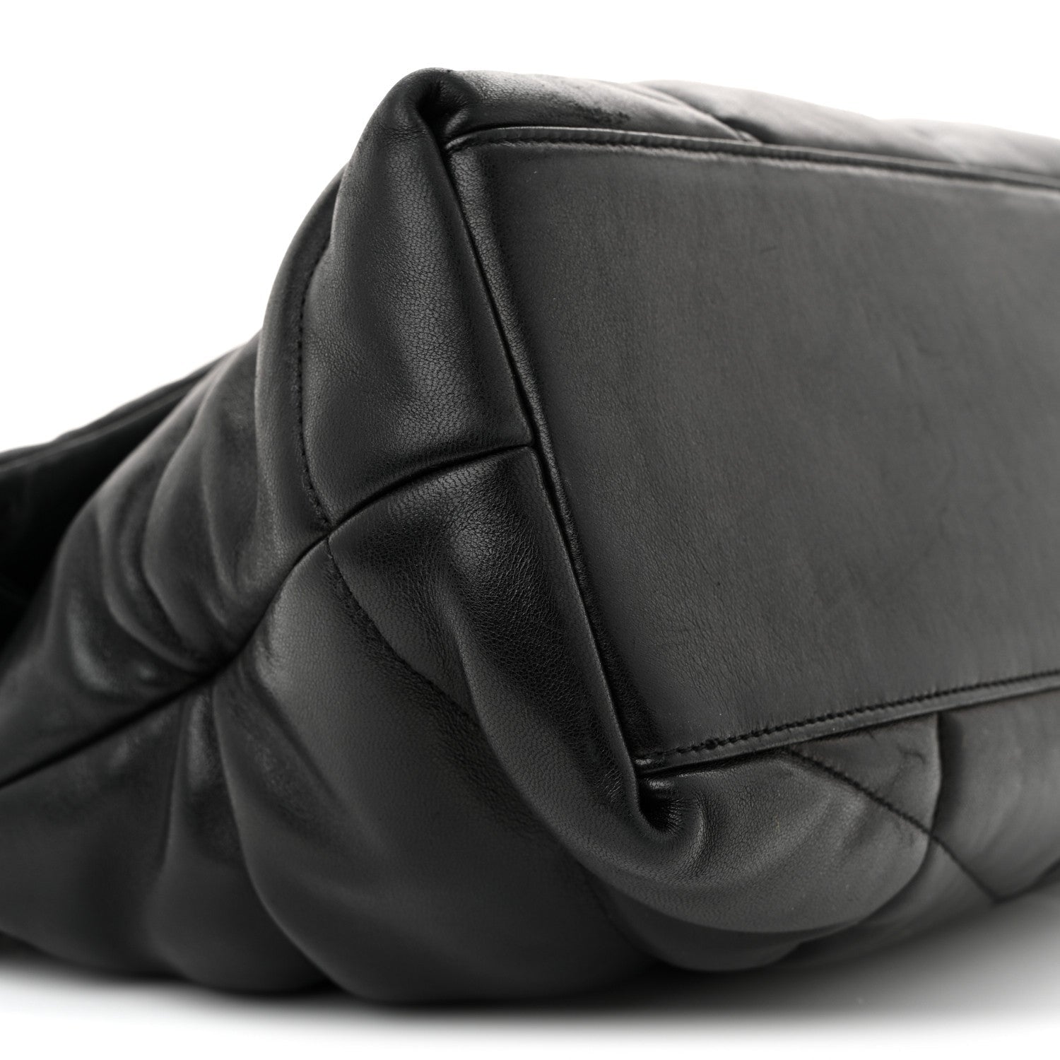 Lambskin Quilted Medium Loulou Puffer Monogram Chain Satchel Black