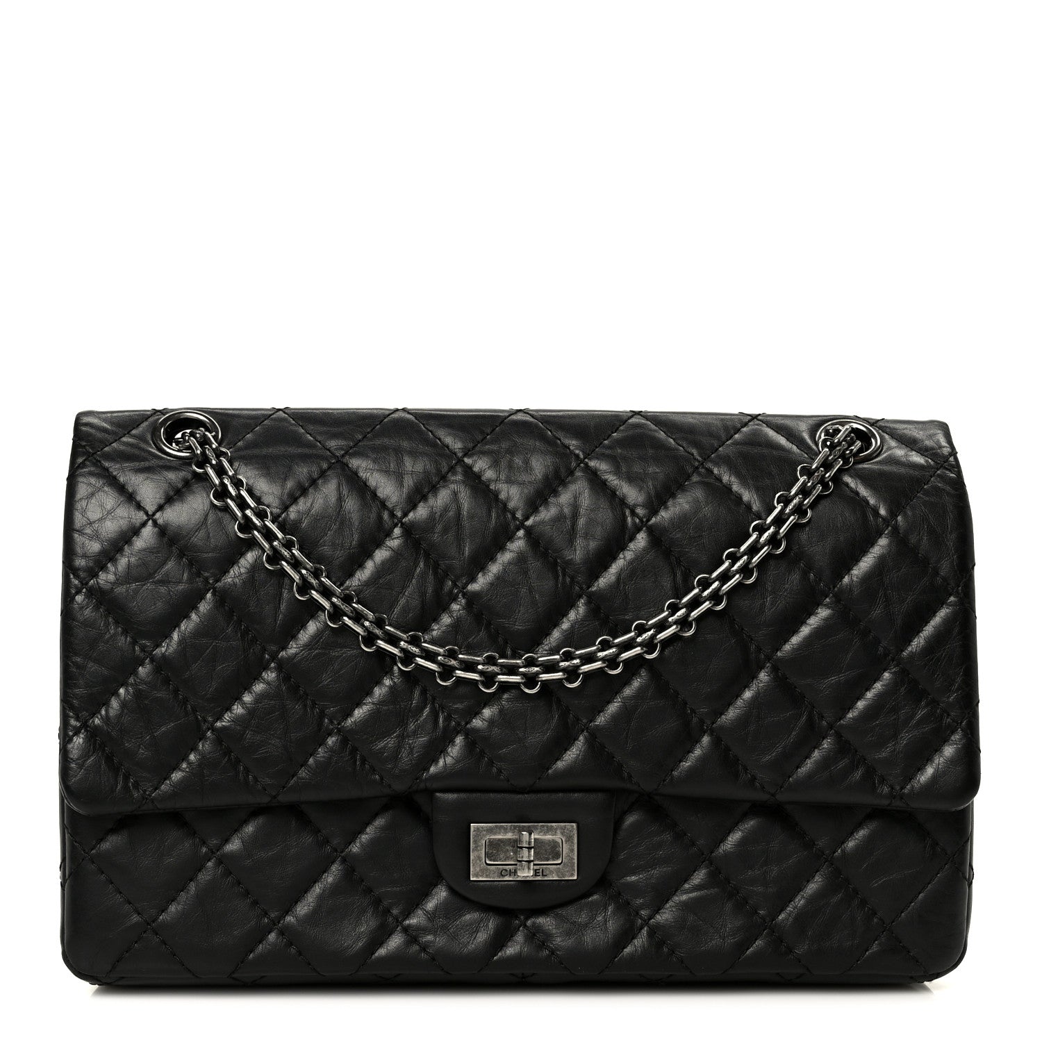 Aged Calfskin Quilted 2.55 Reissue 226 Flap Black