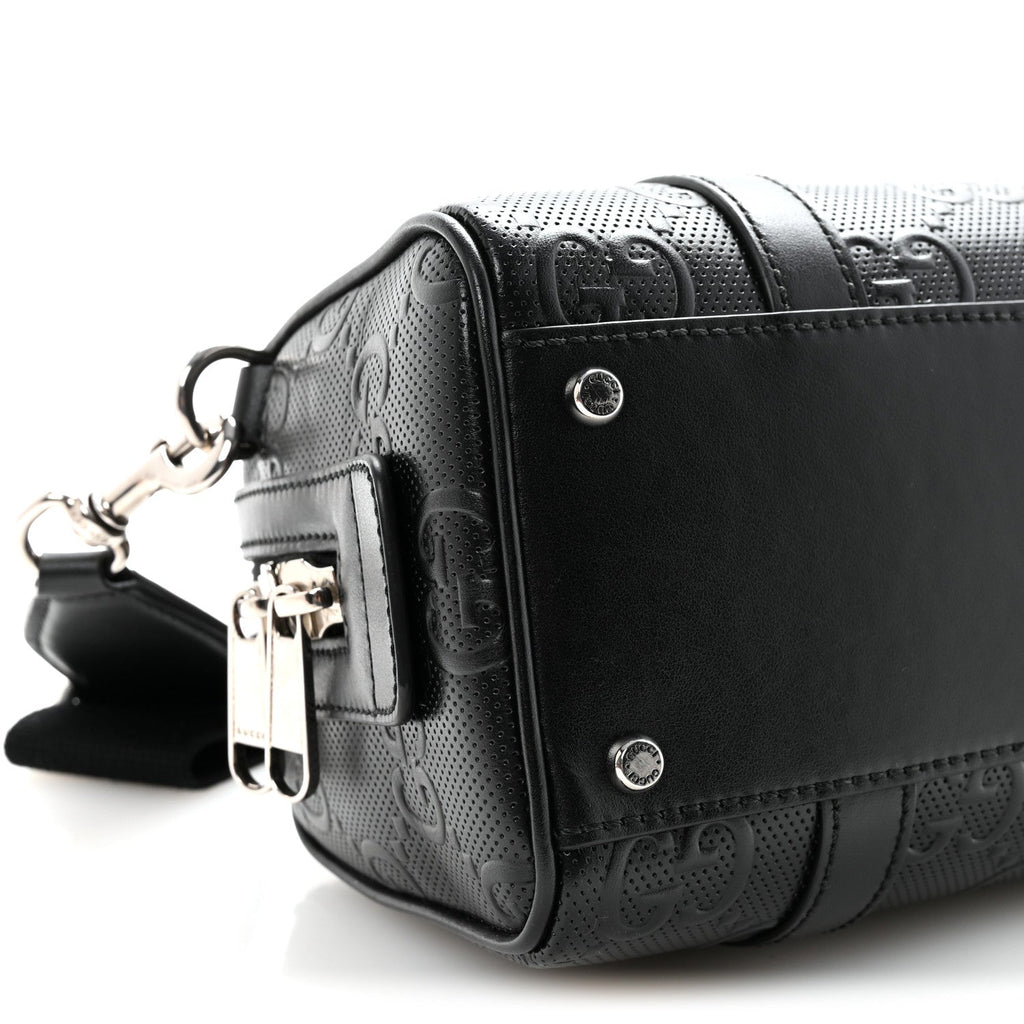 Calfskin GG Tennis Embossed Mini Duffle Bag Black