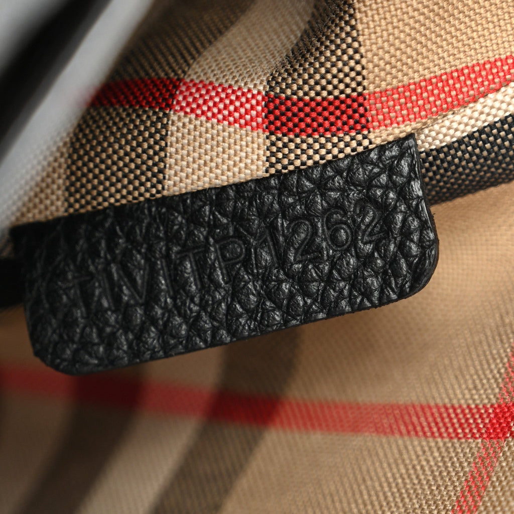 Coated Canvas Calfskin Vintage Check Medium Note Crossbody Bag Black