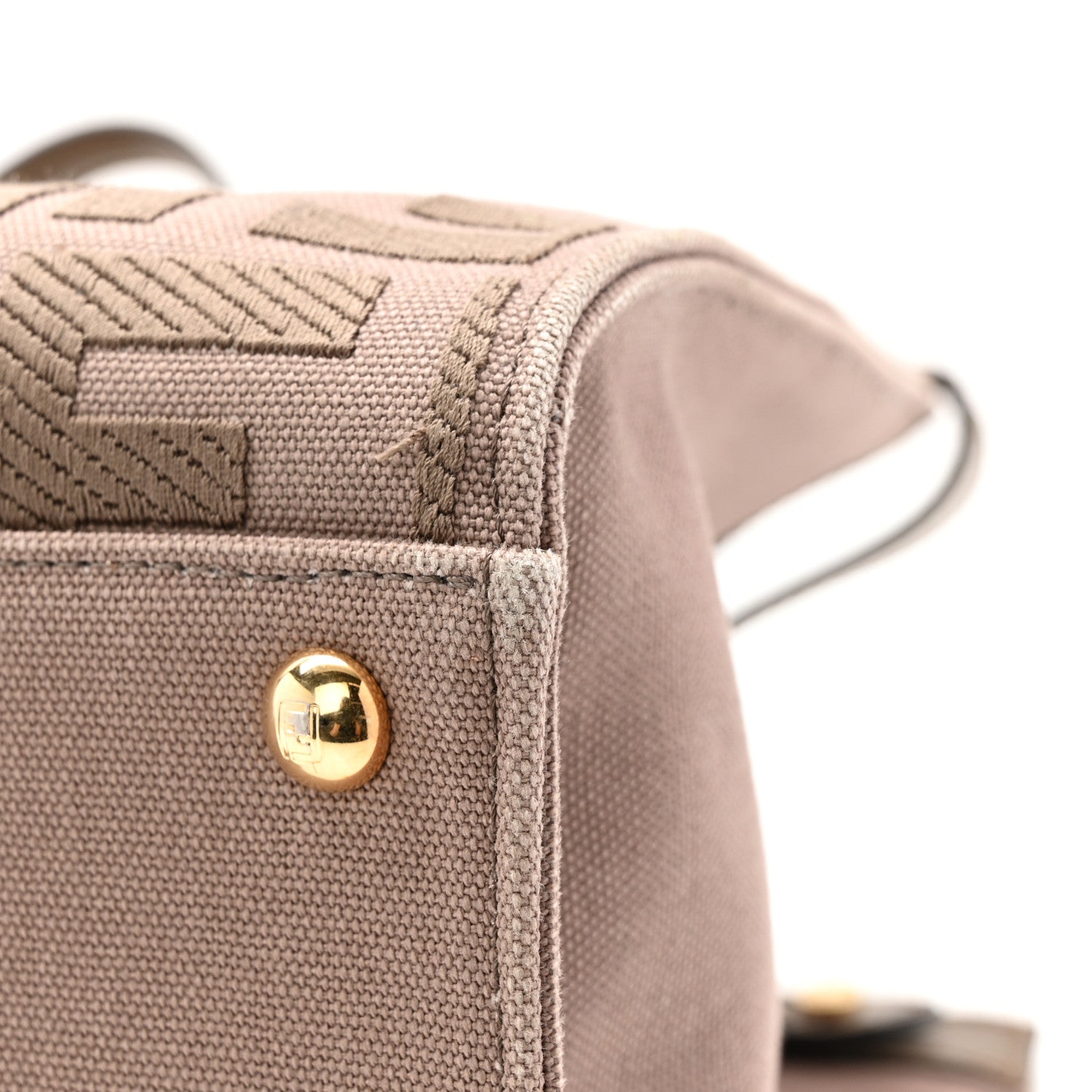 Canvas Vitello King FF Embroidered Medium Peekaboo X-Tote Tartufo