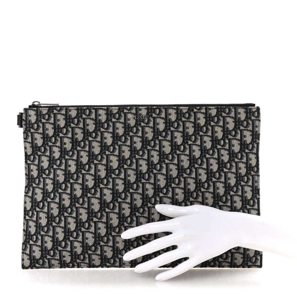 Oblique A4 Flat Pouch Clutch Blue