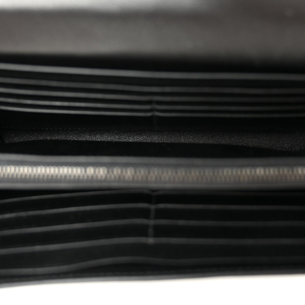 Shiny Alligator Monochrome Constance Long Wallet Black
