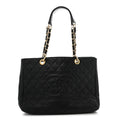 Caviar Quilted Grand Shopping Tote GST Black