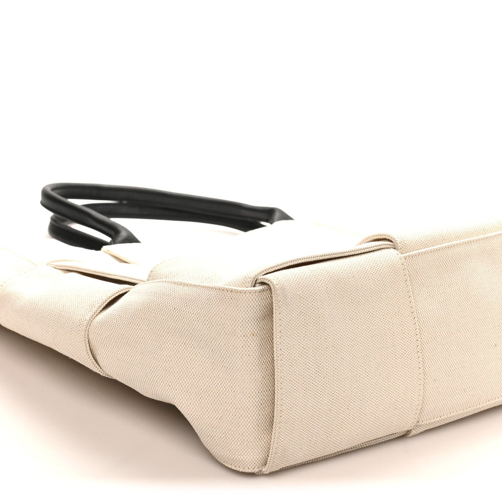 Canvas Maxi Intrecciato Large Arco Tote Beige Black