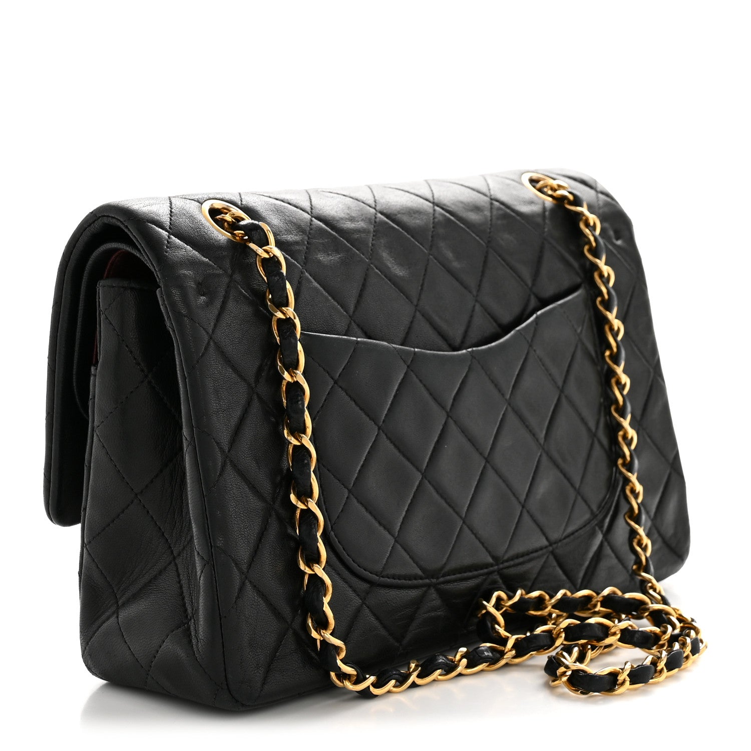 Lambskin Quilted Medium Double Flap Black