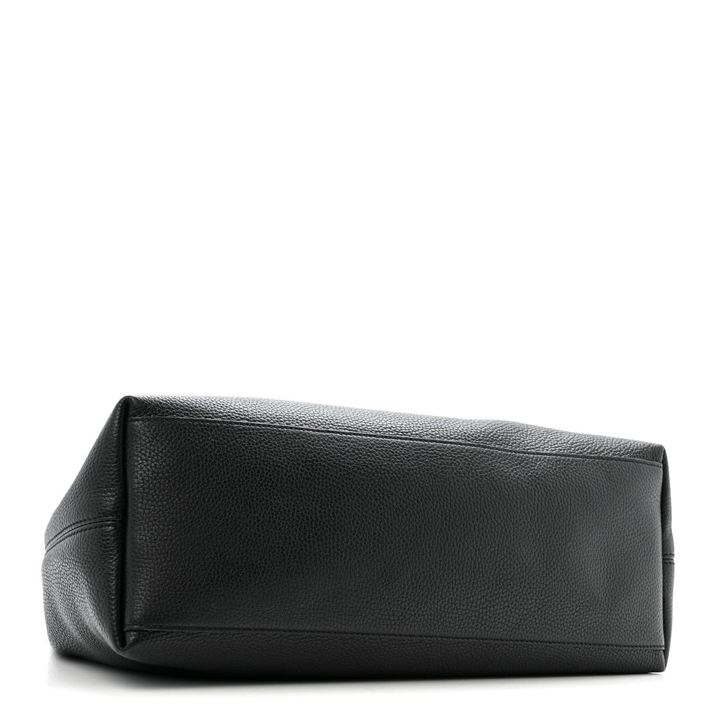 Pebbled Calfskin Medium Soho Chain Shoulder Bag Black