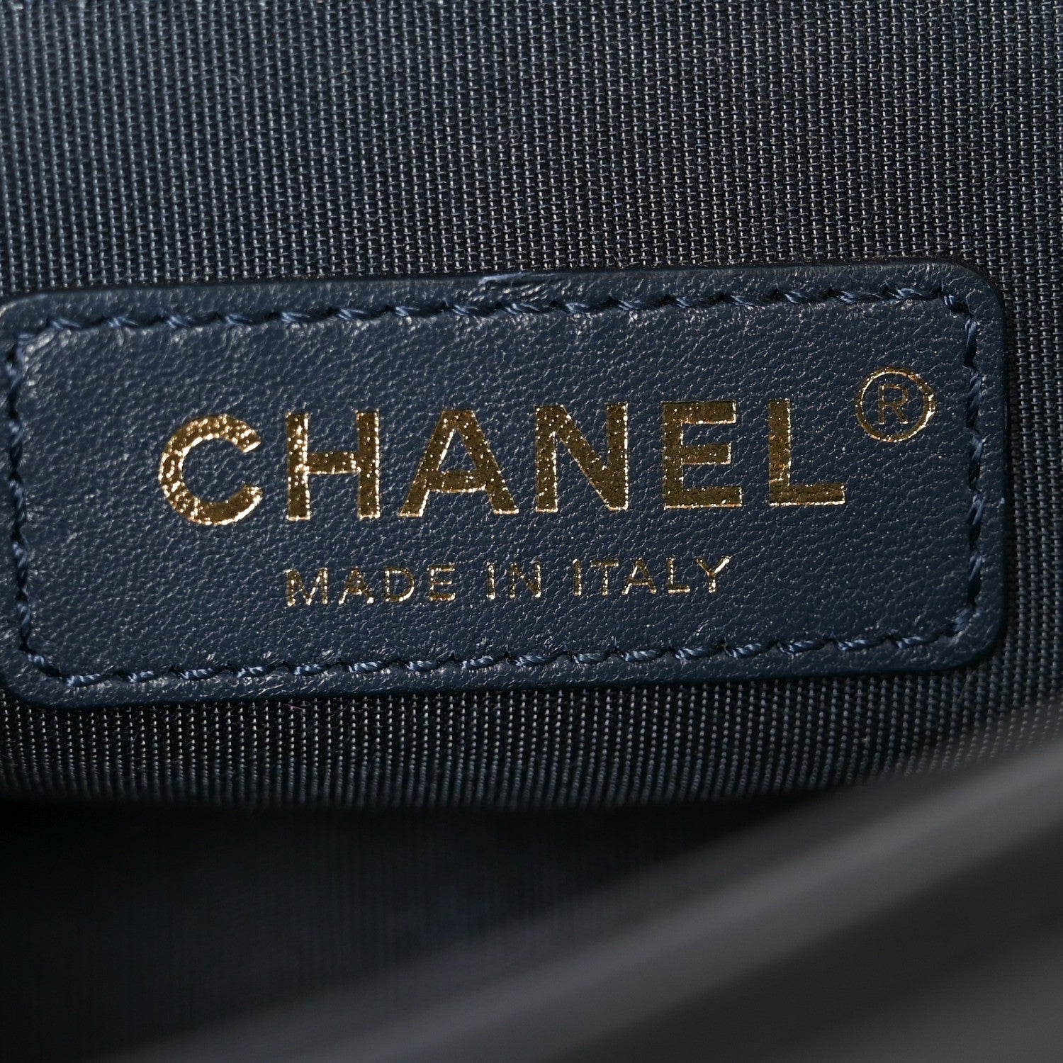 Sheepskin Chevron Stitched Chain Top Handle Flap Blue