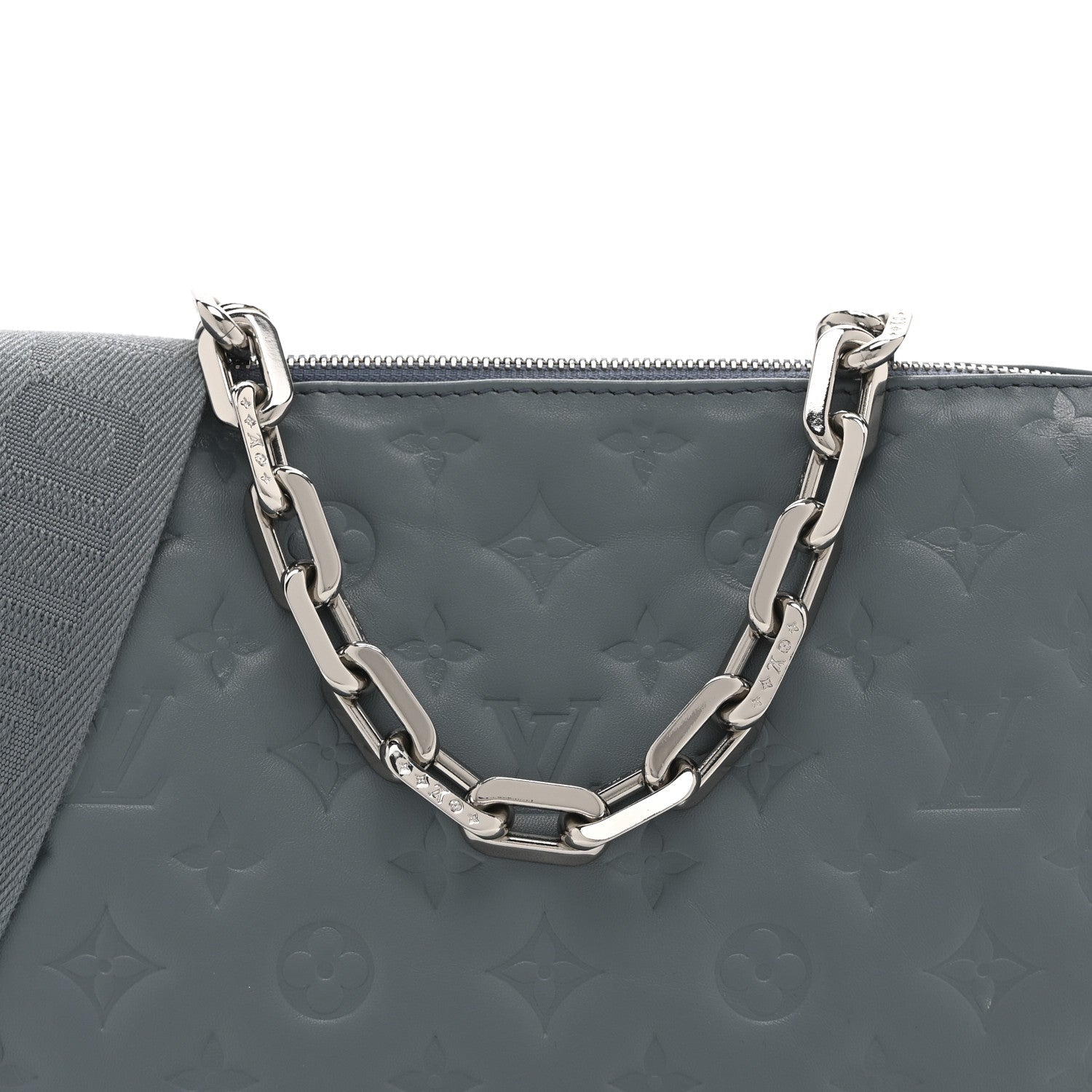 Lambskin Embossed Monogram Coussin PM Blue Glacier