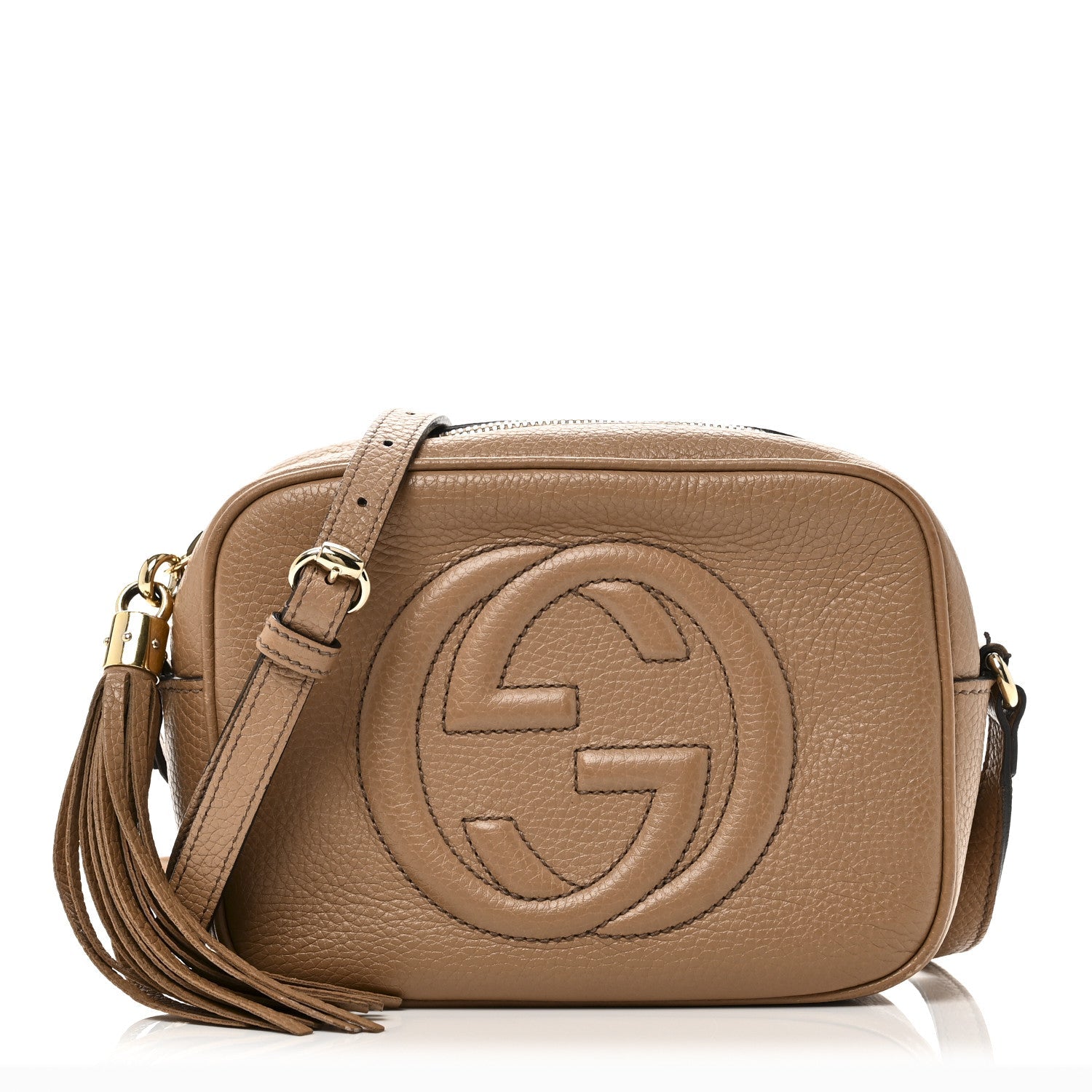 Pebbled Calfskin Small Soho Disco Bag Camelia
