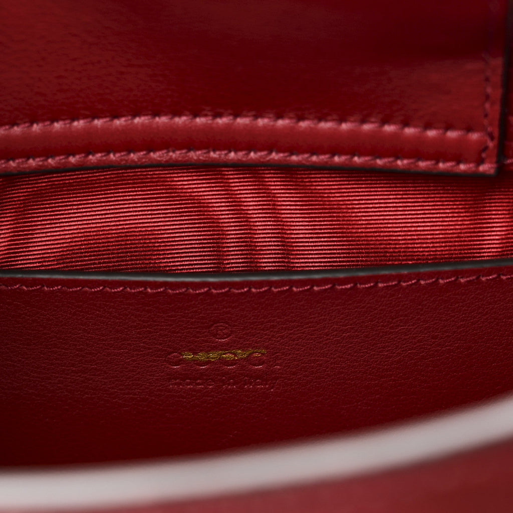 Moire Fabric Calfskin Rhinestone Monogram Monochrome Lizard Embossed Mini Diana Tote Bag Red