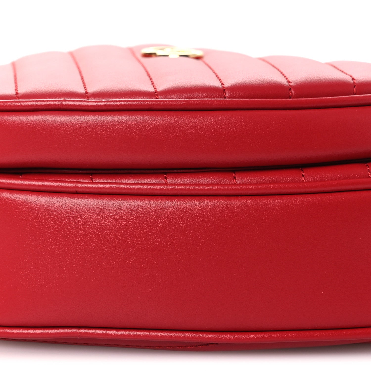 Calfskin Matelasse Diagonal Mini Interlocking G Heart Shoulder Bag Hibiscus Red