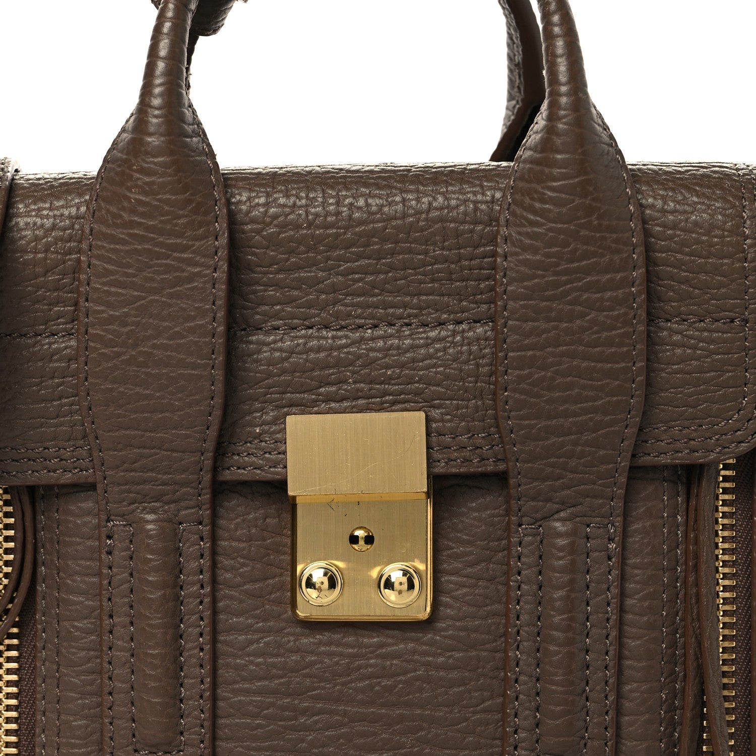 Textured Calfskin Mini Pashli Satchel Taupe